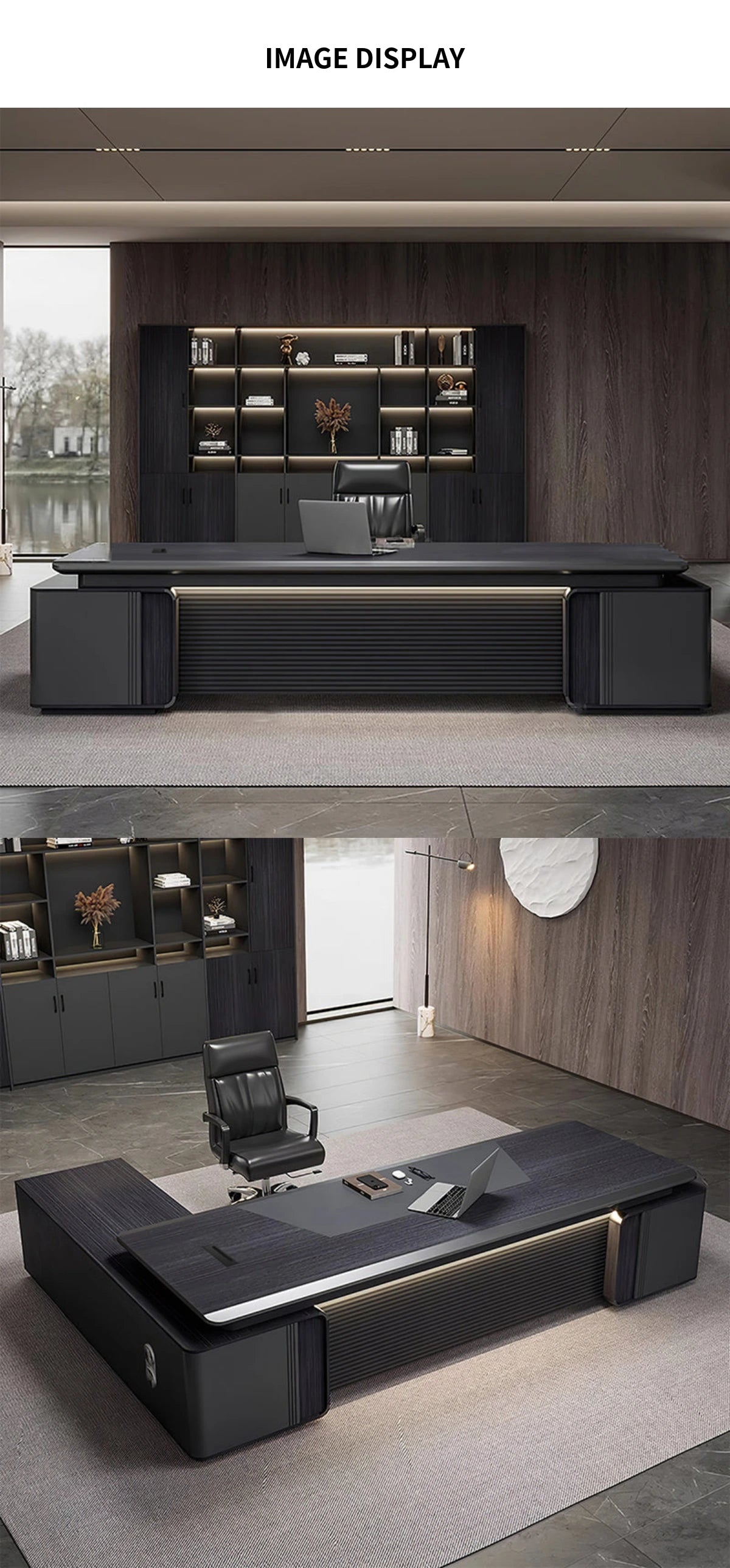 Modern Executive Desk with Curved, Cable Management & Lockable for Home Office — Detail image 10