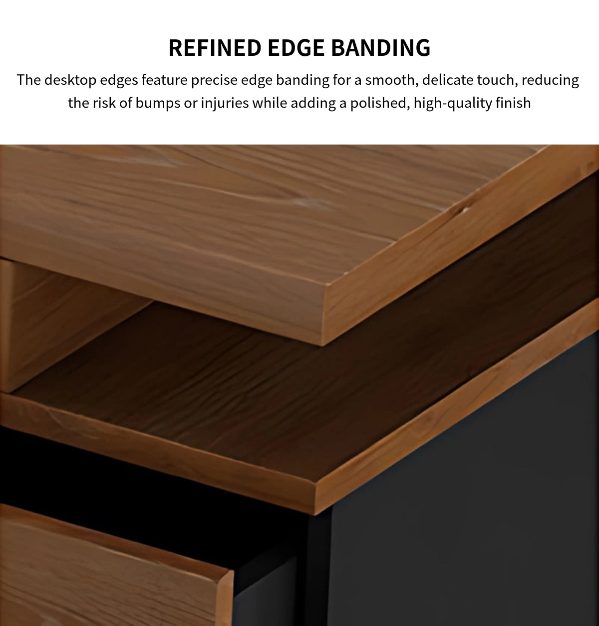 Modern Executive Desk with Round, Cable Management & Side Storage for Home Office — Detail image 5