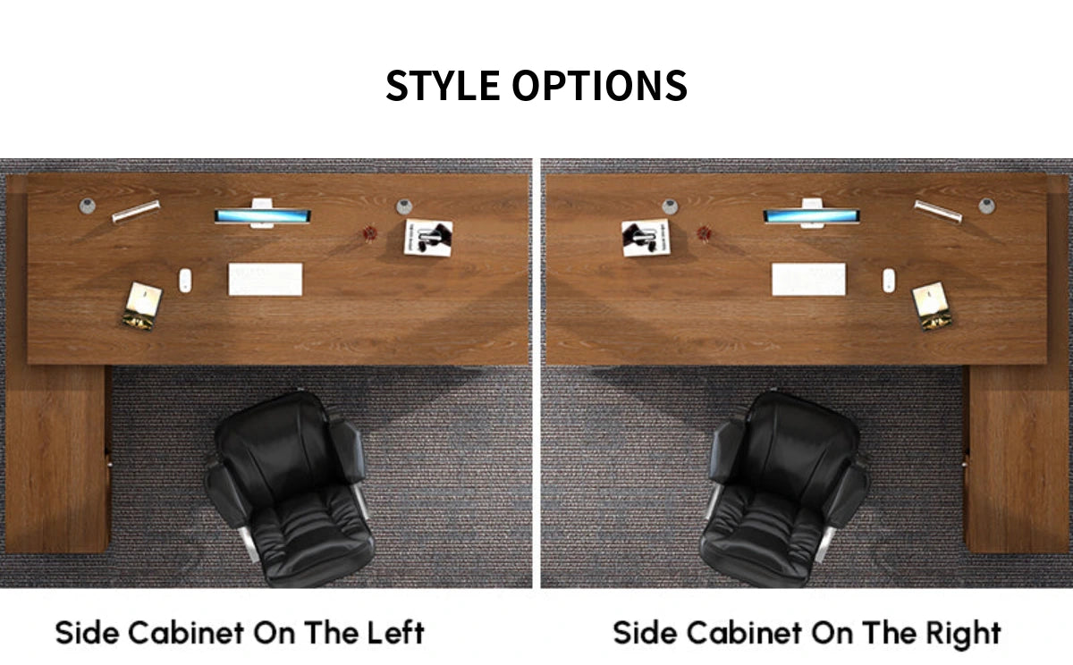 Modern Executive Desk with Round, Cable Management & Side Storage for Home Office — Detail image 11