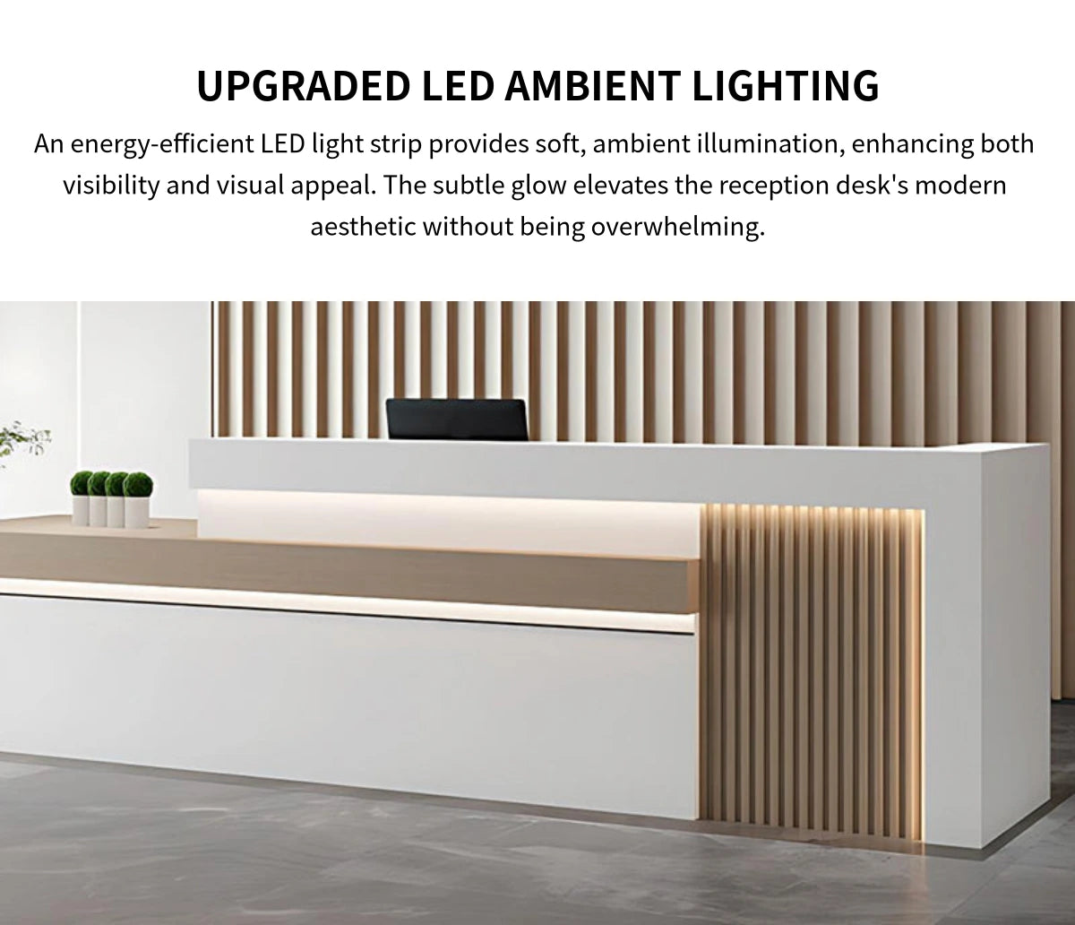 Salon Reception Desk 63-134 in Wide with LED Lighting & Transaction Counter for Salon — Detail image 3