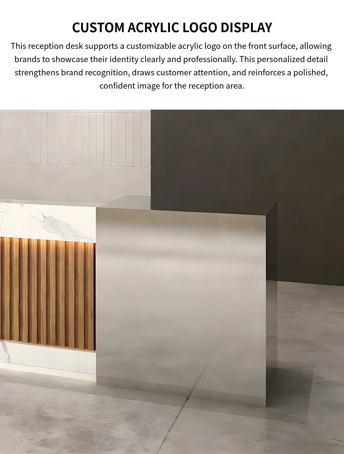 Salon Reception Desk 59-197 in Wide with Keyboard Tray, Lockable & Solid Wood for Salon — Detail image 4