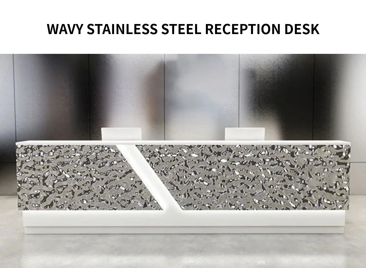Modern Reception Desk with Stainless Steel, Lumbar Support & Transaction Counter — Detail image 1
