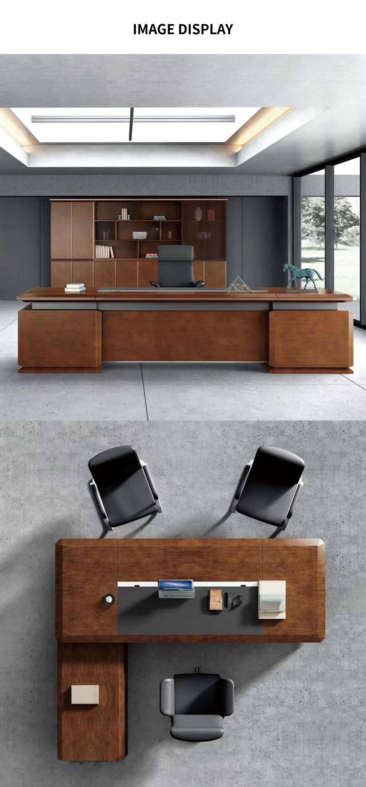 Modern Executive Desk with Solid Wood, File Drawers & Lumbar Support for Home Office — Detail image 8