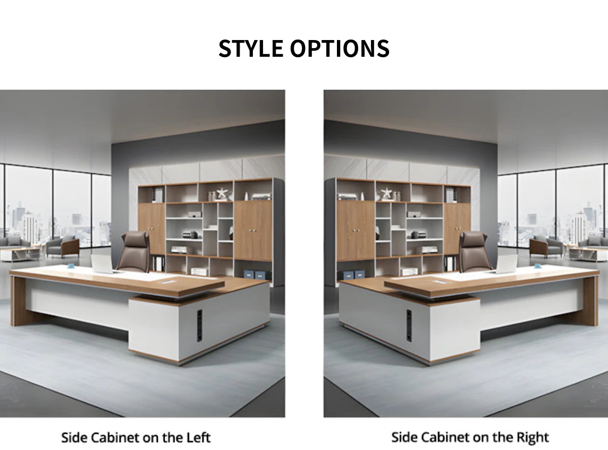 Modern Executive Desk with Dual-Tone, Cable Management & Side Storage for Home Office — Detail image 12