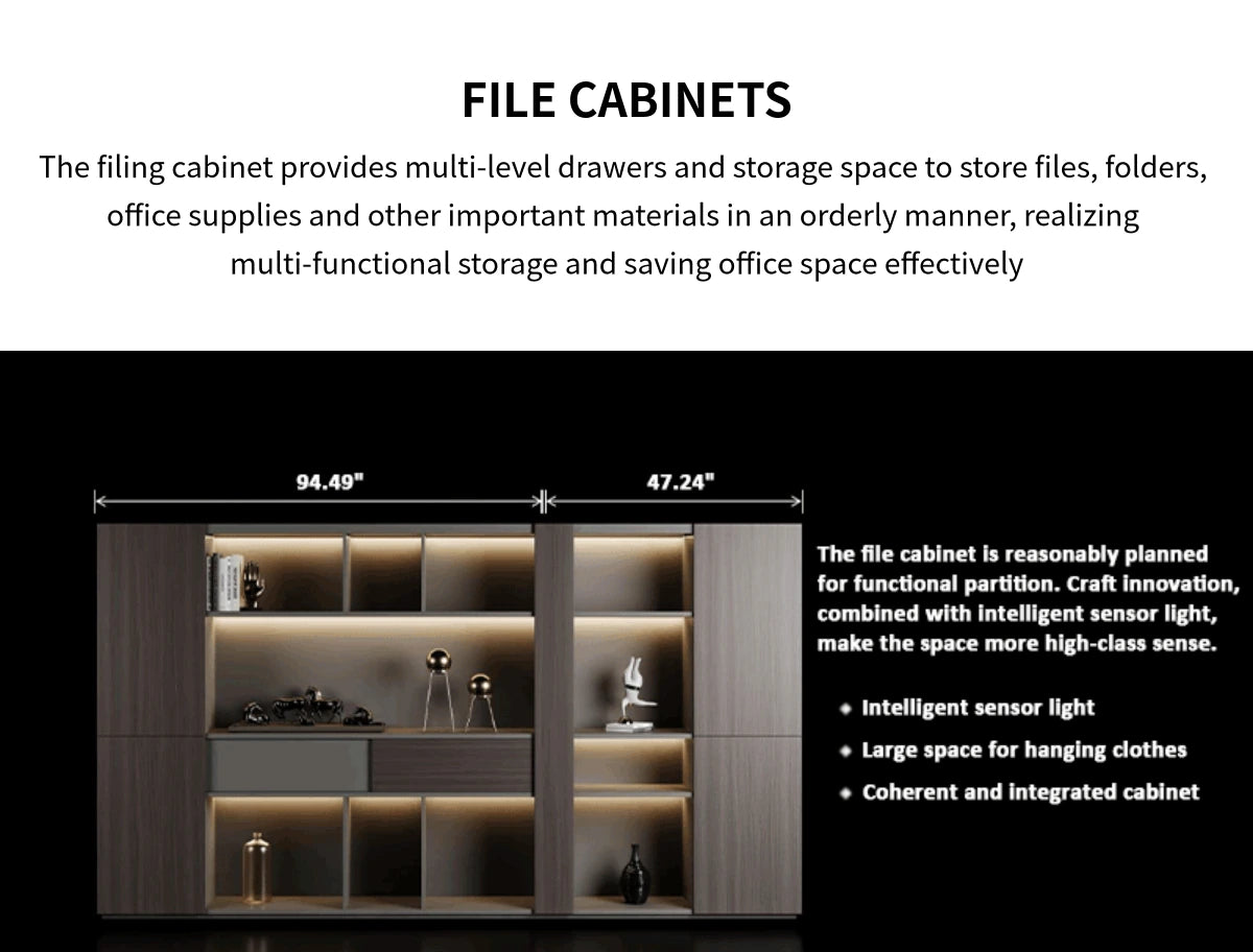 Modern Executive Desk 94-142 in Wide with File Drawers & Lumbar Support for Home Office — Detail image 6