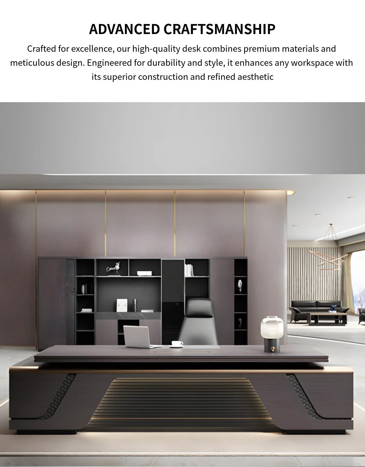 Modern Executive Desk 31-126 in Wide with Curved & Lumbar Support for Home Office — Detail image 6