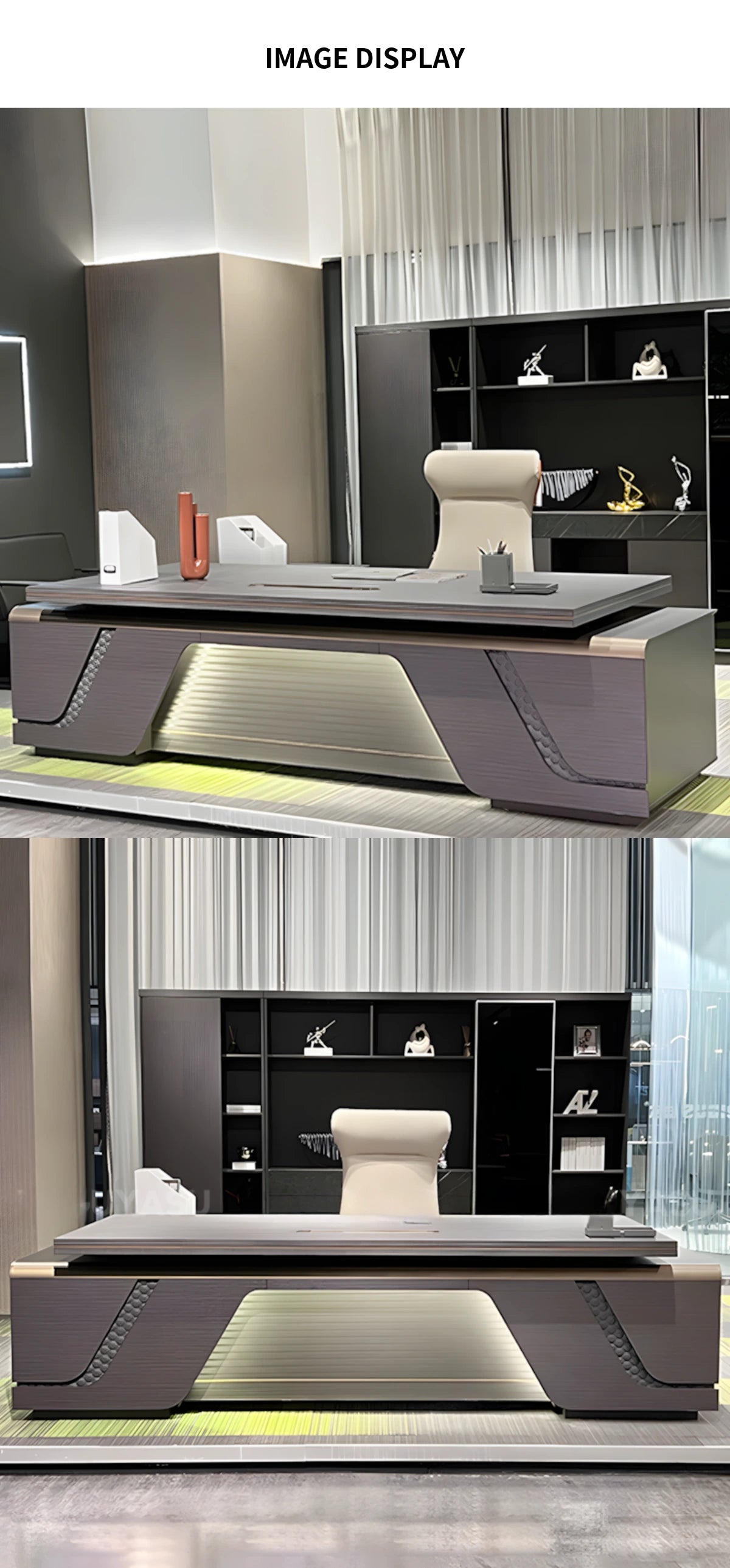 Modern Executive Desk 31-126 in Wide with Curved & Lumbar Support for Home Office — Detail image 11