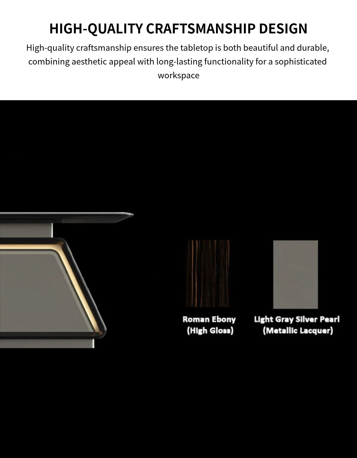Modern Executive Desk 94-150 in Wide with Walnut, Curved & Side Storage for Home Office — Detail image 2