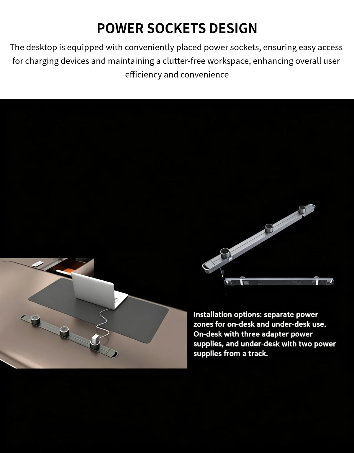 L-Shaped Executive Desk with Built-In Outlets, Side Storage & Lumbar Support — Detail image 5