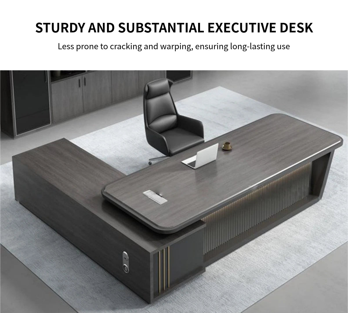 Modern Executive Desk 21-126 in Wide with Side Storage & Walnut for Home Office — Detail image 1