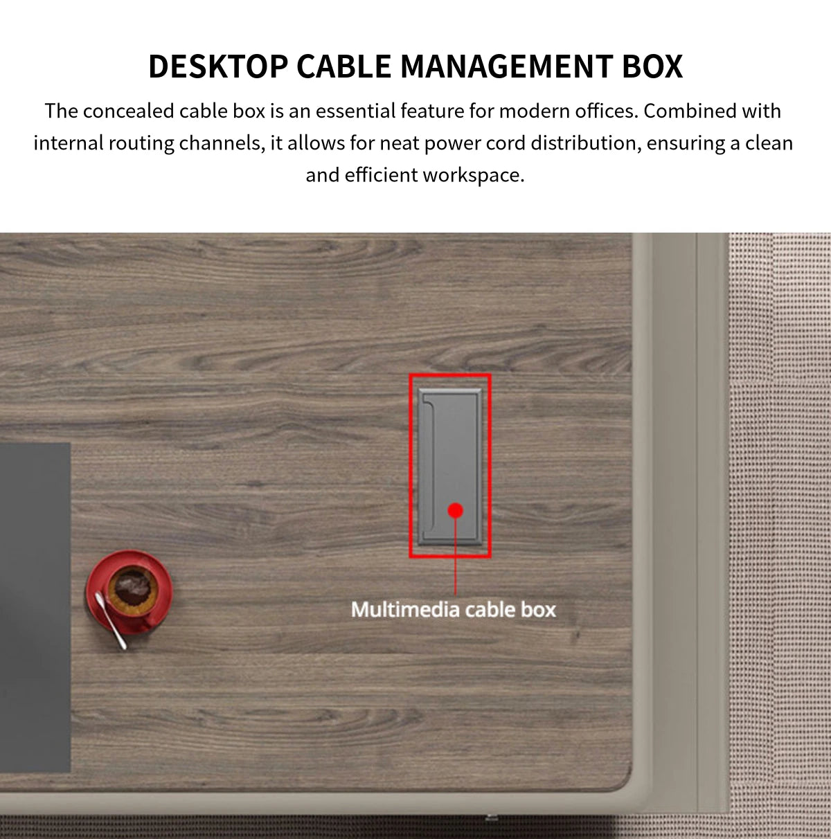 Modern Executive Desk with Curved, Cable Management & Side Storage for Home Office — Detail image 9