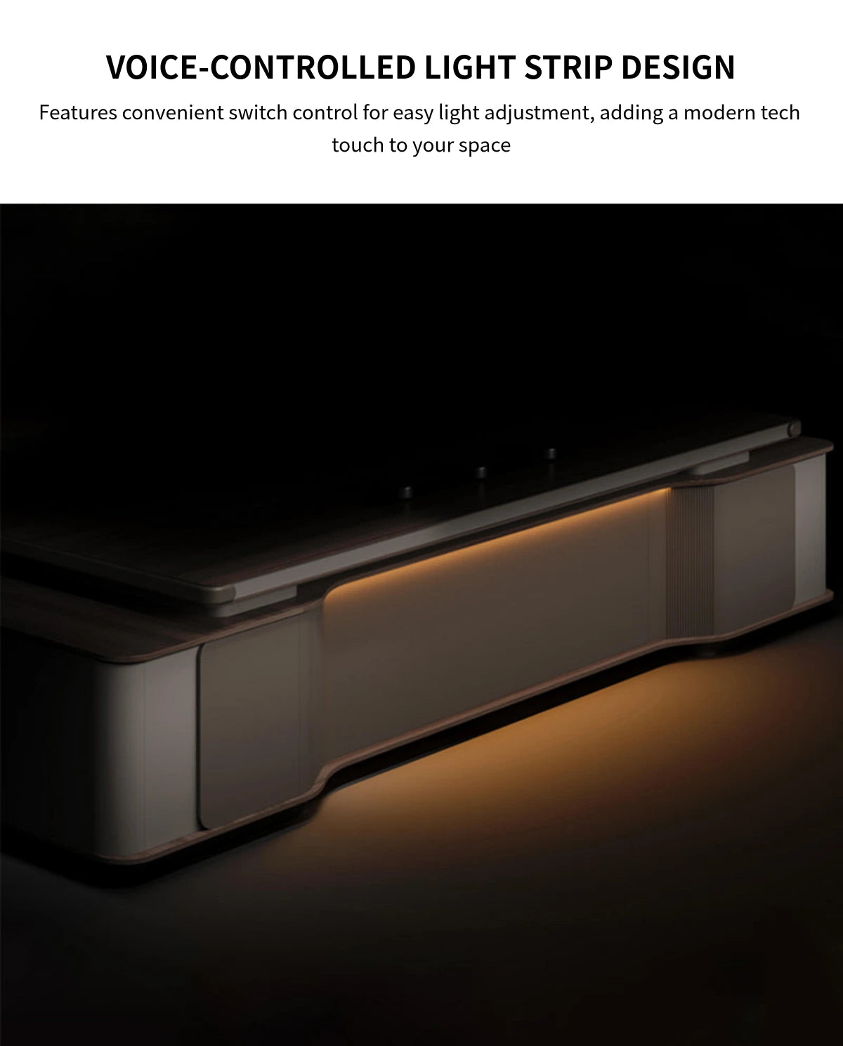 Modern Executive Desk 31-142 in Wide with LED Lighting & Lumbar Support for Home Office — Detail image 2