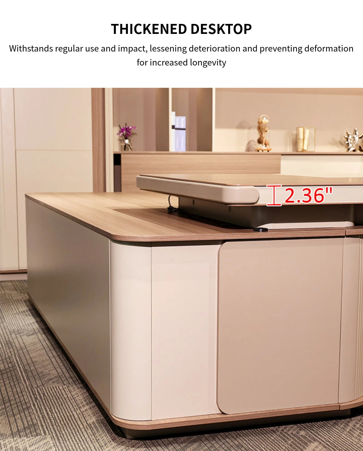 Modern Executive Desk 31-142 in Wide with LED Lighting & Lumbar Support for Home Office — Detail image 3