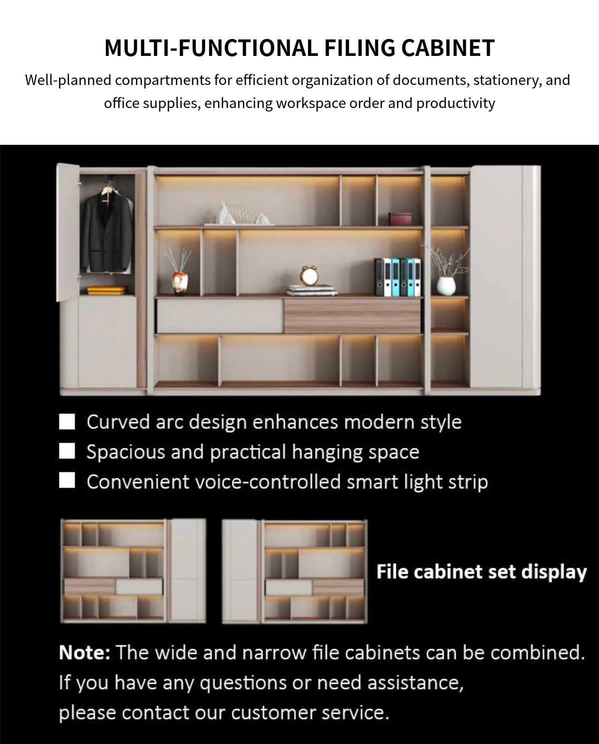 Modern Executive Desk 31-142 in Wide with LED Lighting & Lumbar Support for Home Office — Detail image 6