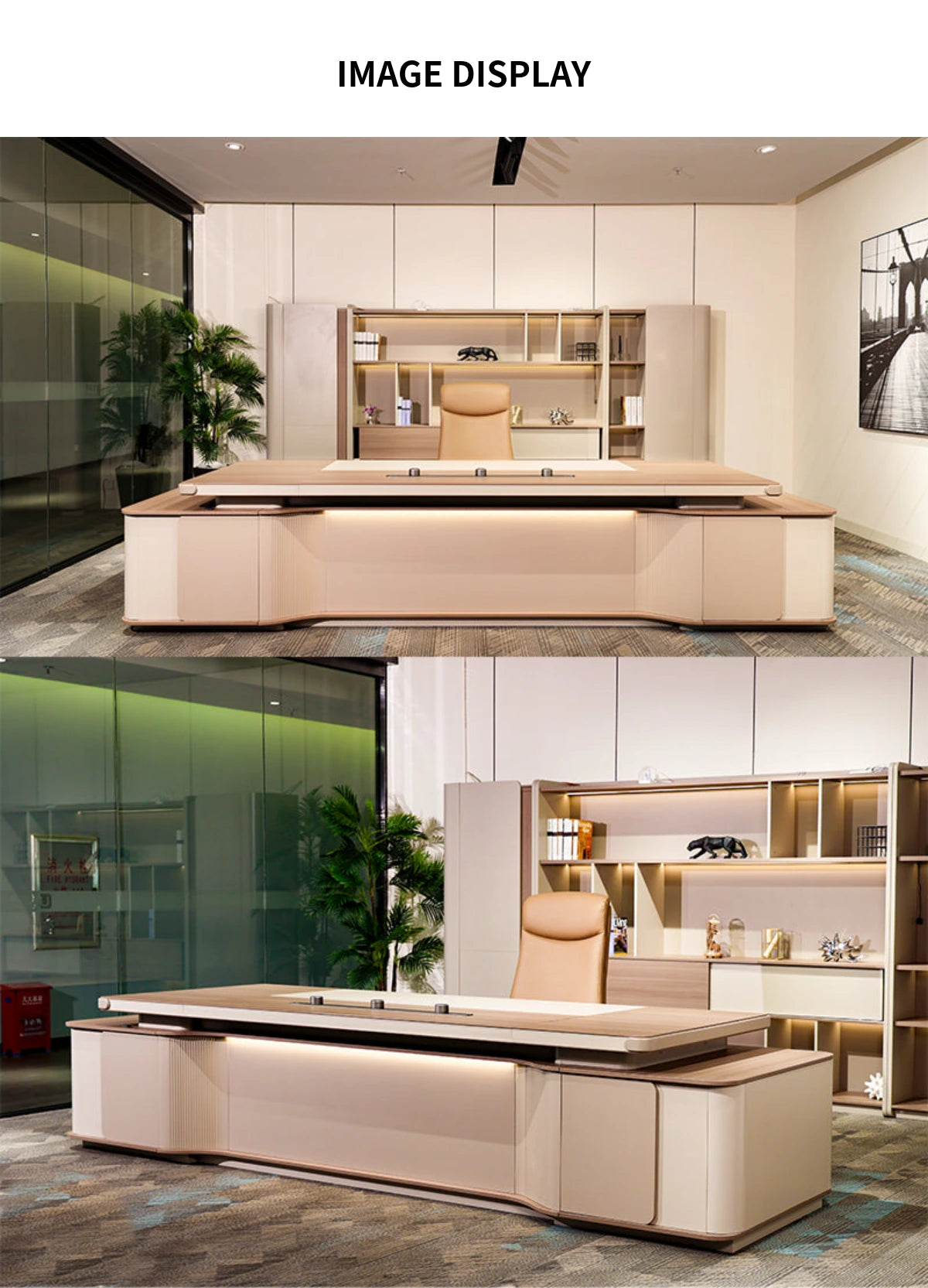 Modern Executive Desk 31-142 in Wide with LED Lighting & Lumbar Support for Home Office — Detail image 7