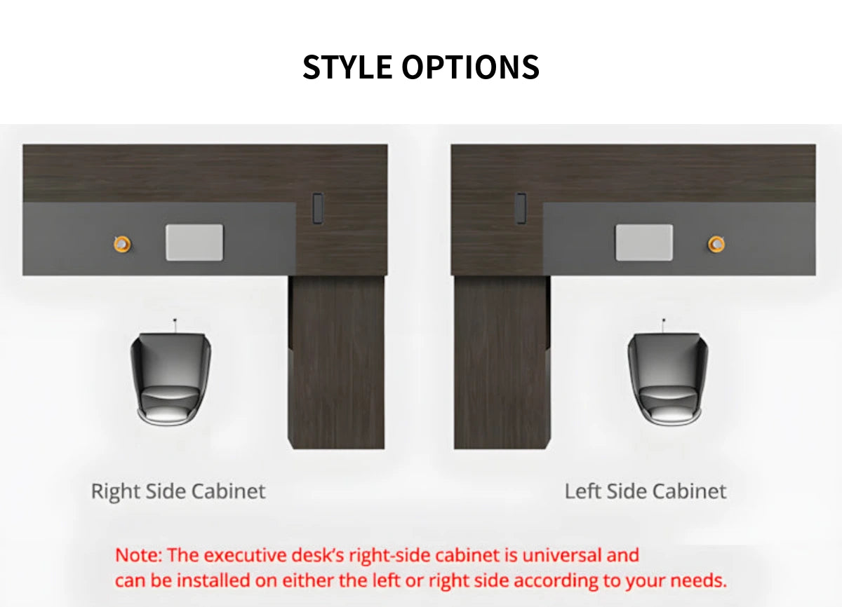 Modern Executive Desk with Cable Management, Side Storage & Walnut for Home Office — Detail image 12
