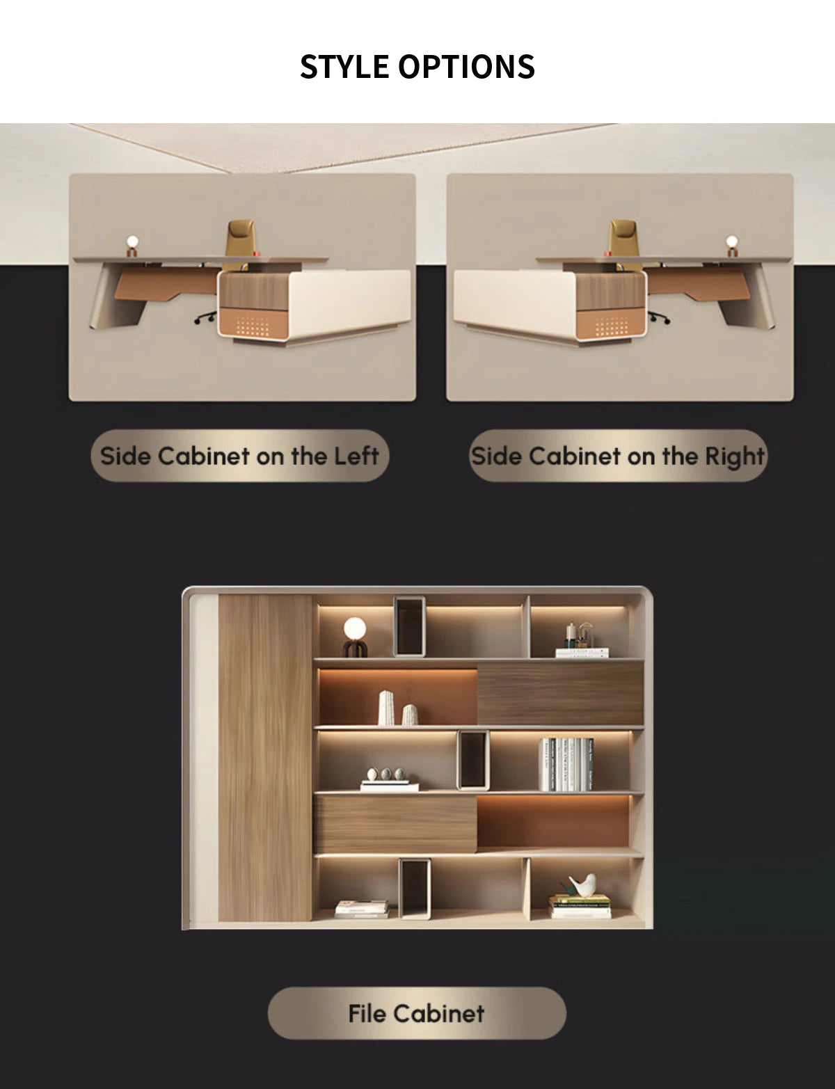 Modern Executive Desk with Cable Management, Wireless Charging & Curved for Home Office — Detail image 11