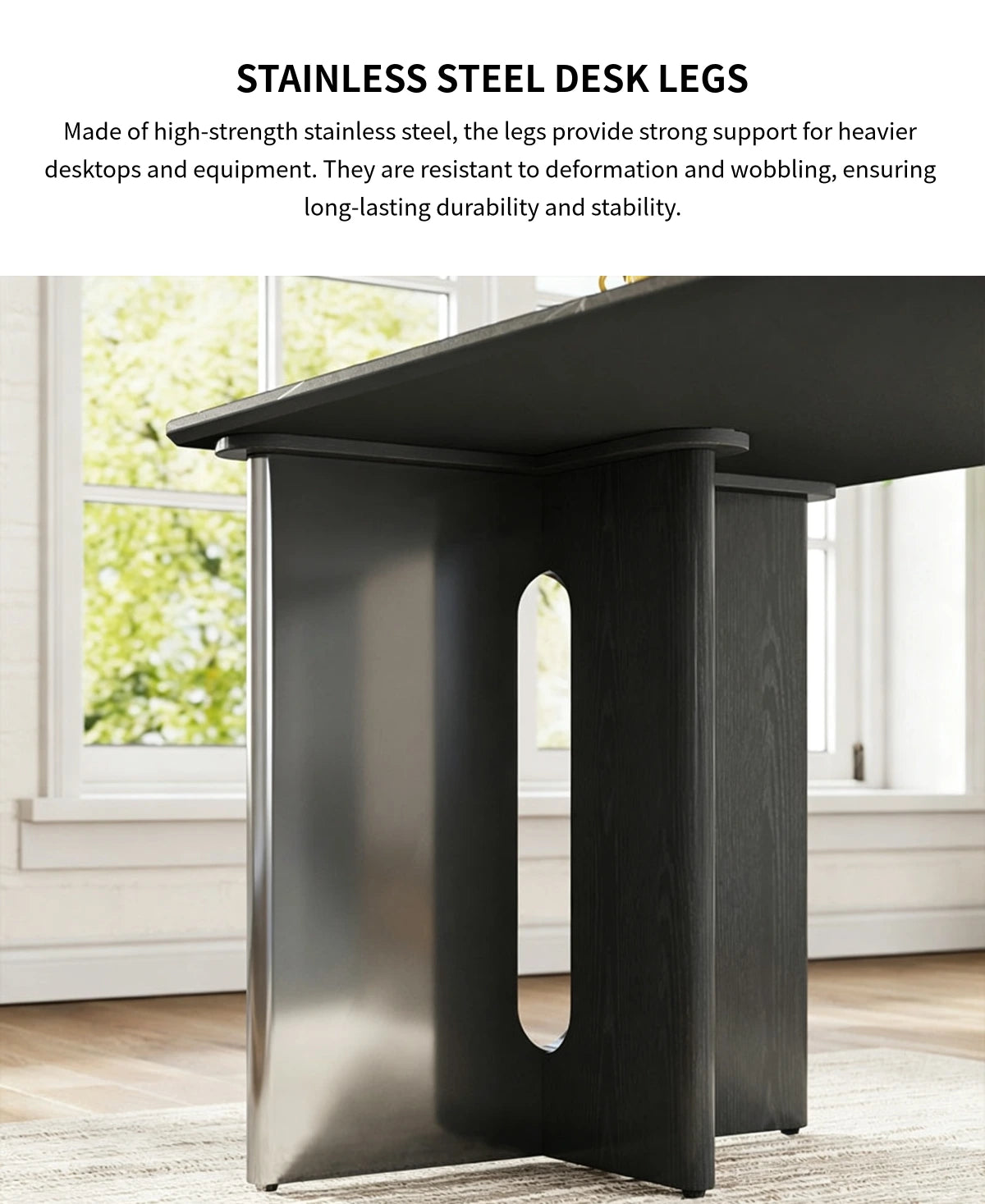 Modern Office Desk with File Drawers, Lockable & Stainless Steel for Home Office — Detail image 4