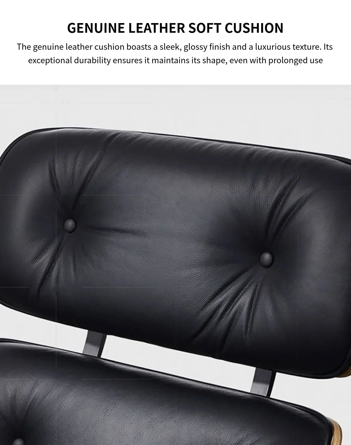 Leather Executive Office Chair with Genuine Leather, Solid Wood & Lumbar Support — Detail image 2