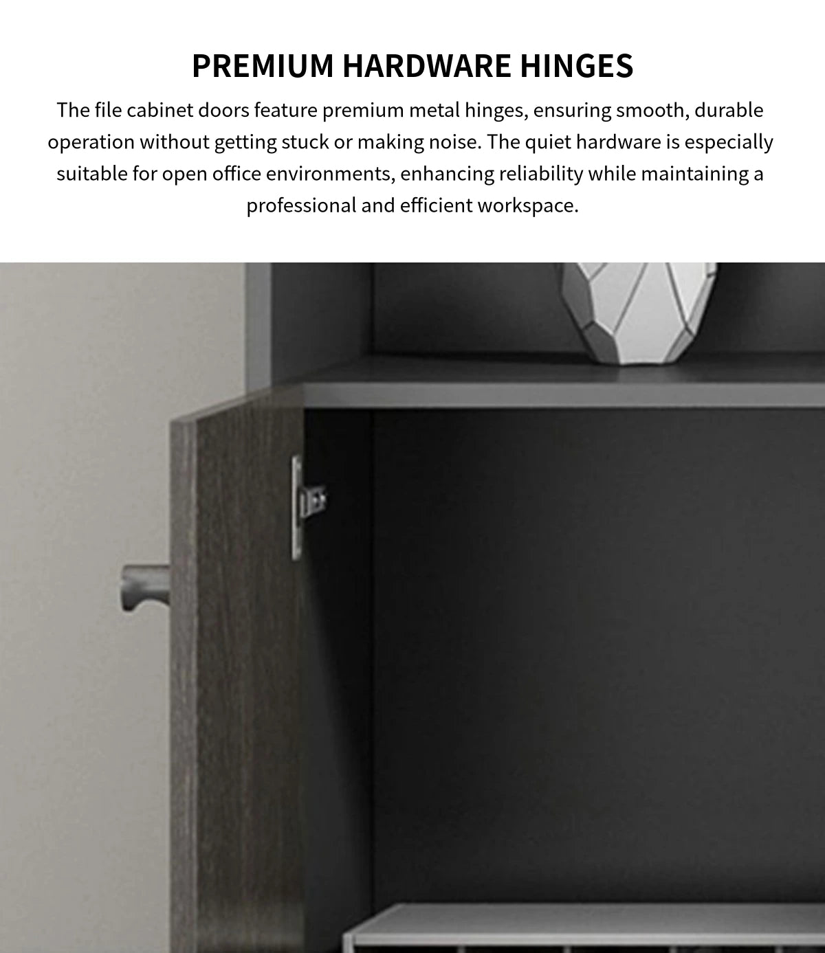 File Cabinet 31-79 in Tall with U-Shaped & Solid Wood for Office — Detail image 6
