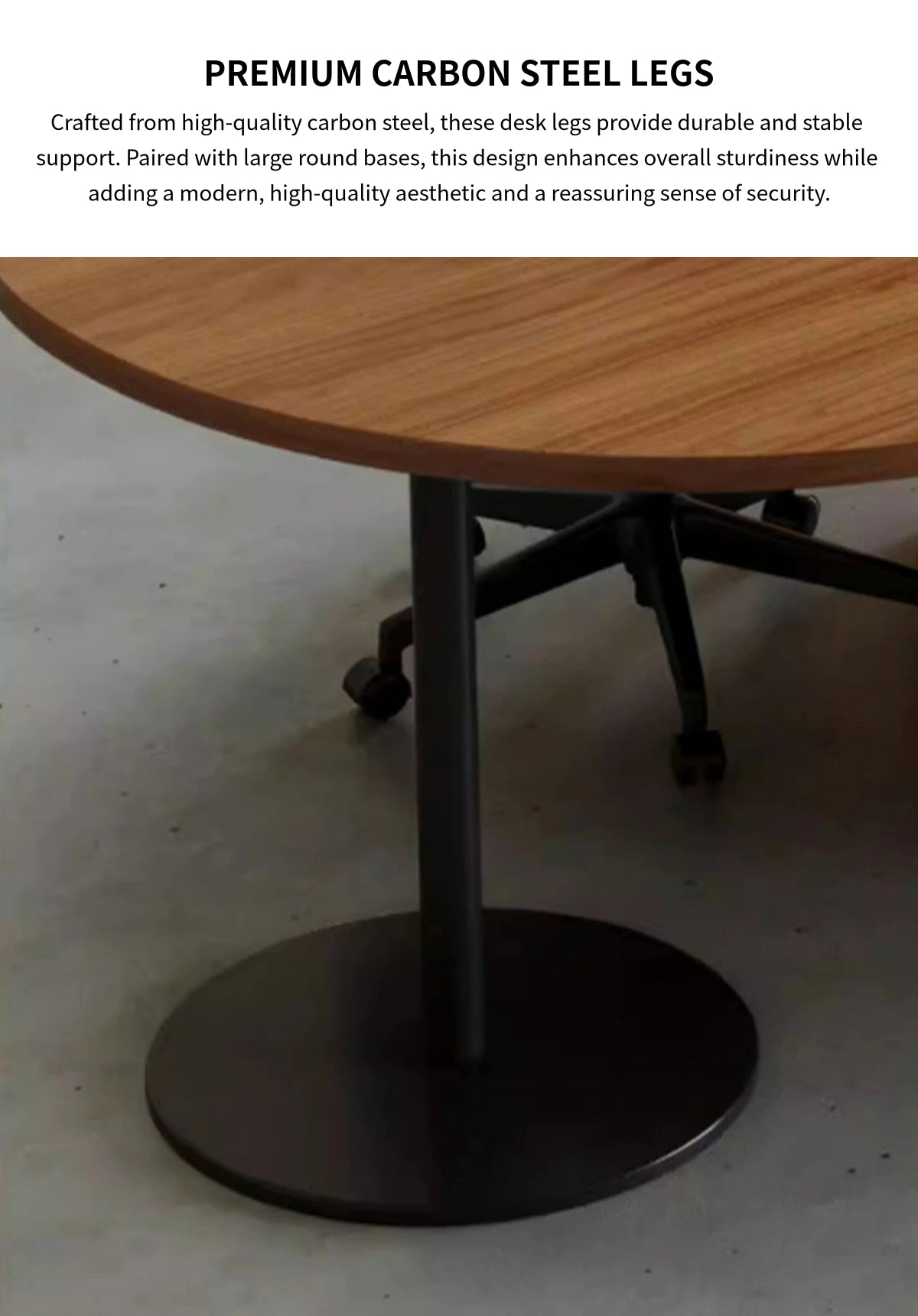 Round Office Desk with Built-In Outlets, Lockable & Solid Wood for Home Office — Detail image 7