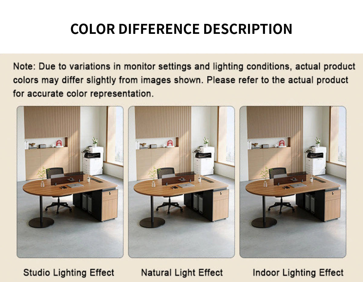 Round Office Desk with Built-In Outlets, Lockable & Solid Wood for Home Office — Detail image 9