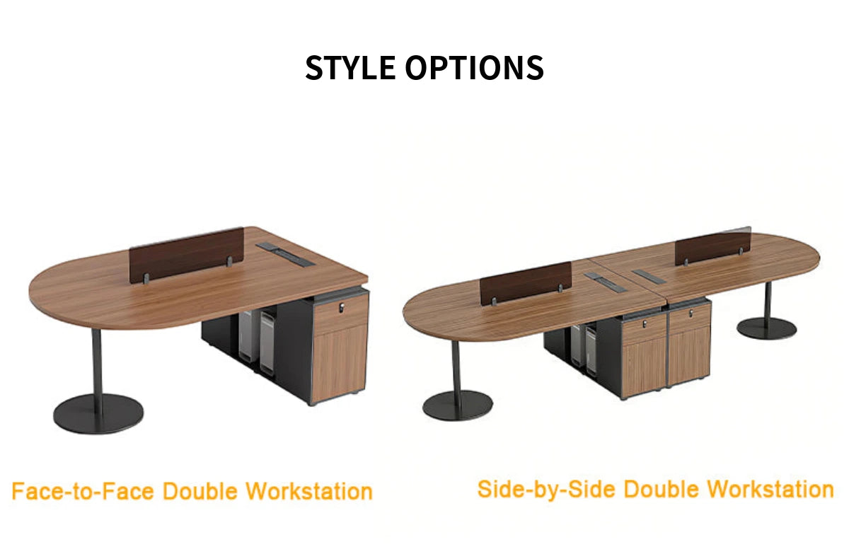Round Office Desk with Built-In Outlets, Lockable & Solid Wood for Home Office — Detail image 11