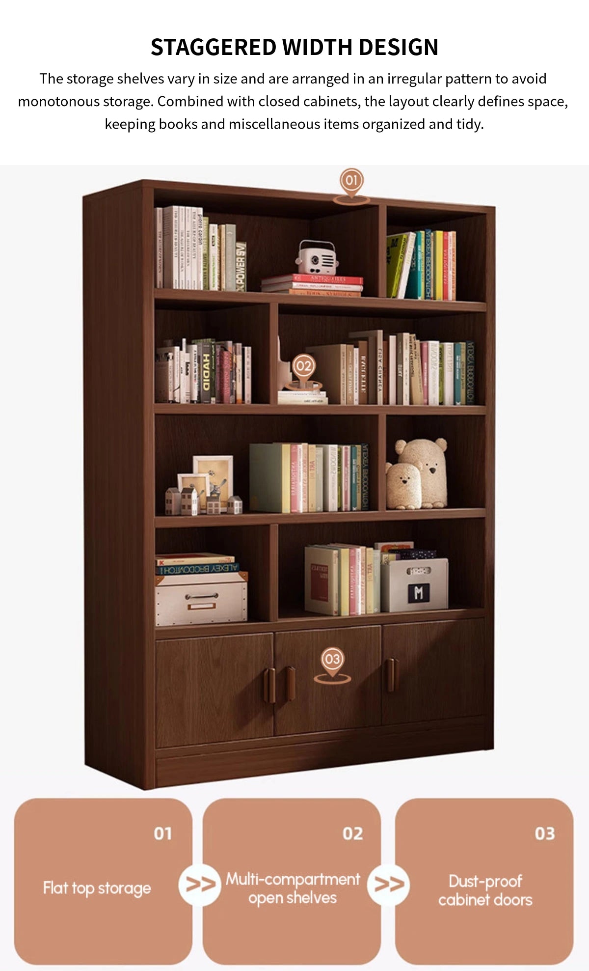 File Cabinet 71-79 in Tall with Solid Wood for Office — Detail image 5