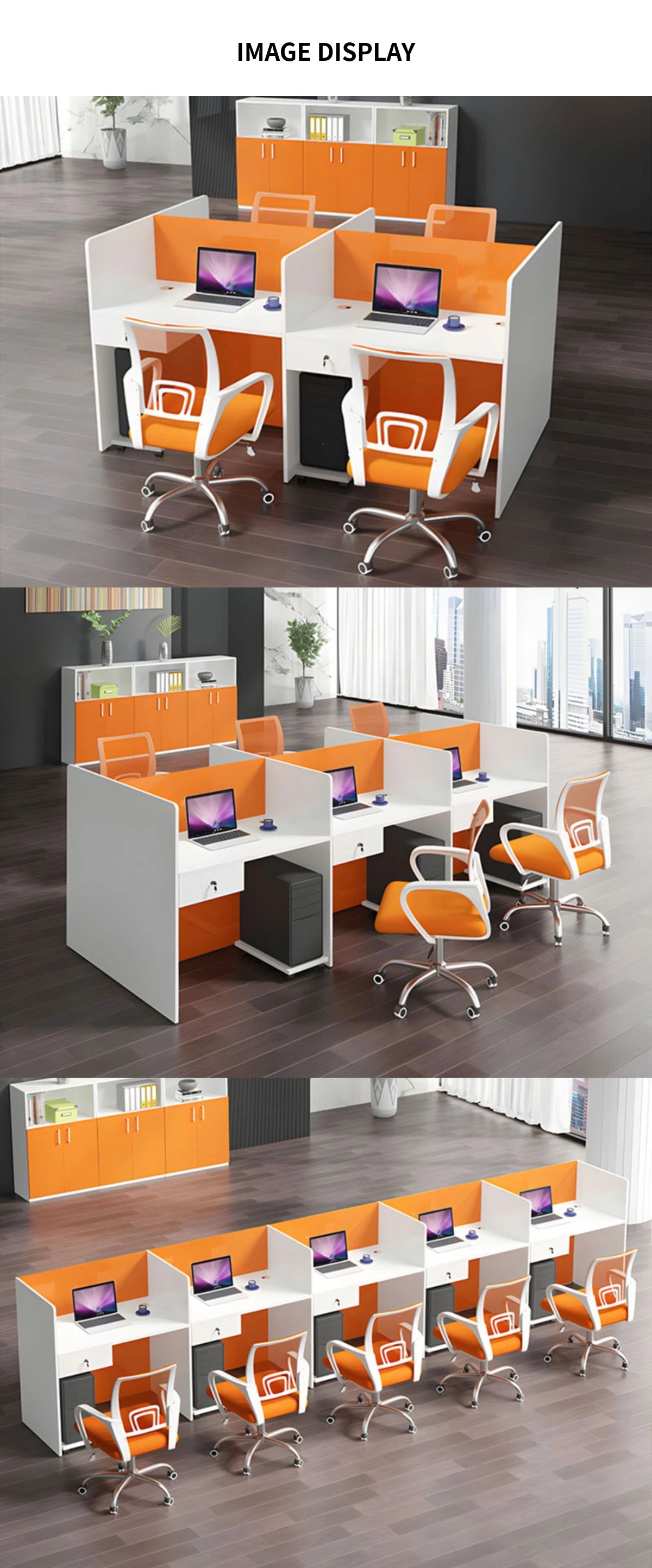 Office Workstation Desk with Privacy Panel, Lockable & File Drawers for Home Office — Detail image 5
