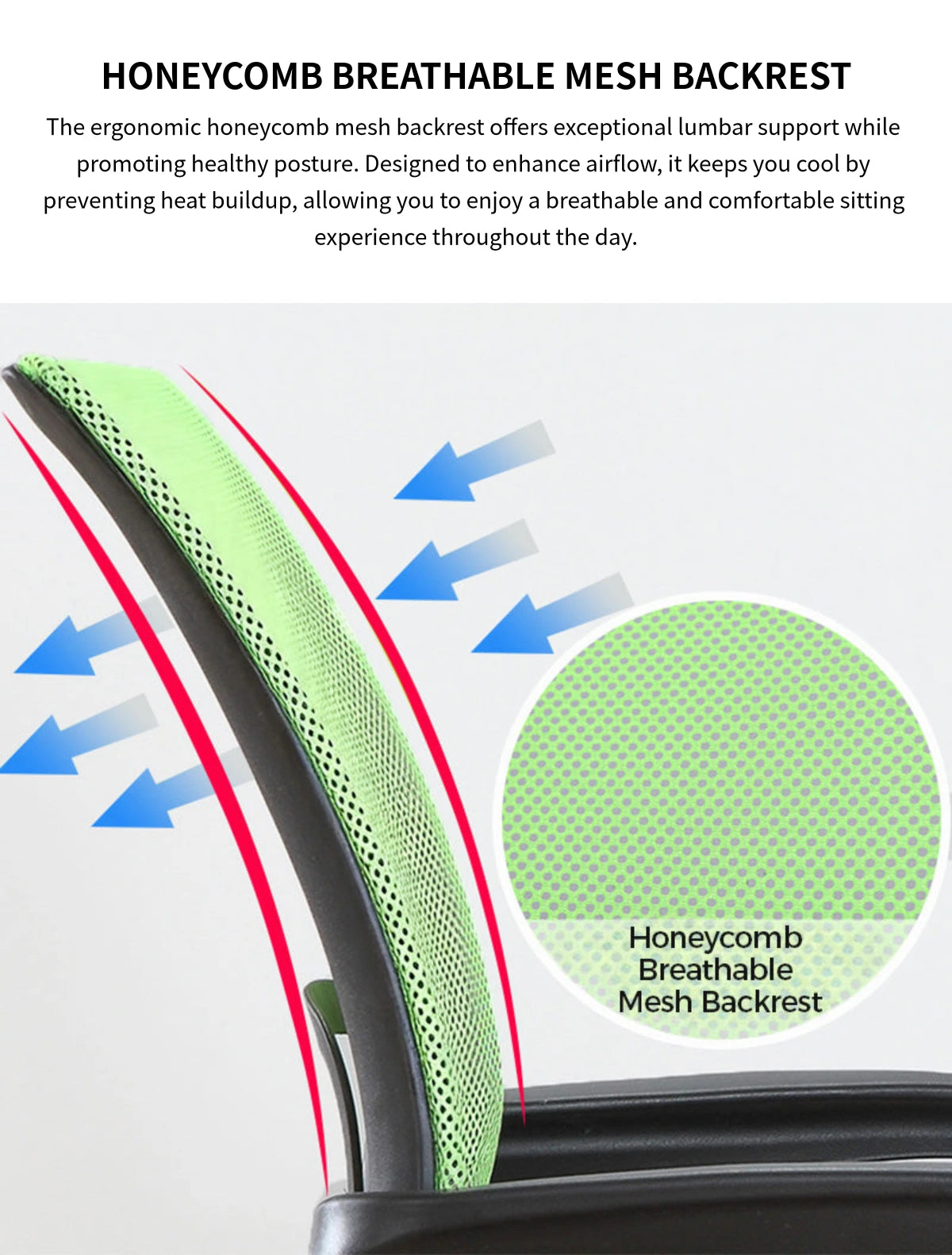 Mesh Ergonomic Office Chair with Swivel, Breathable Mesh & Lumbar Support for Home Office — Detail image 2