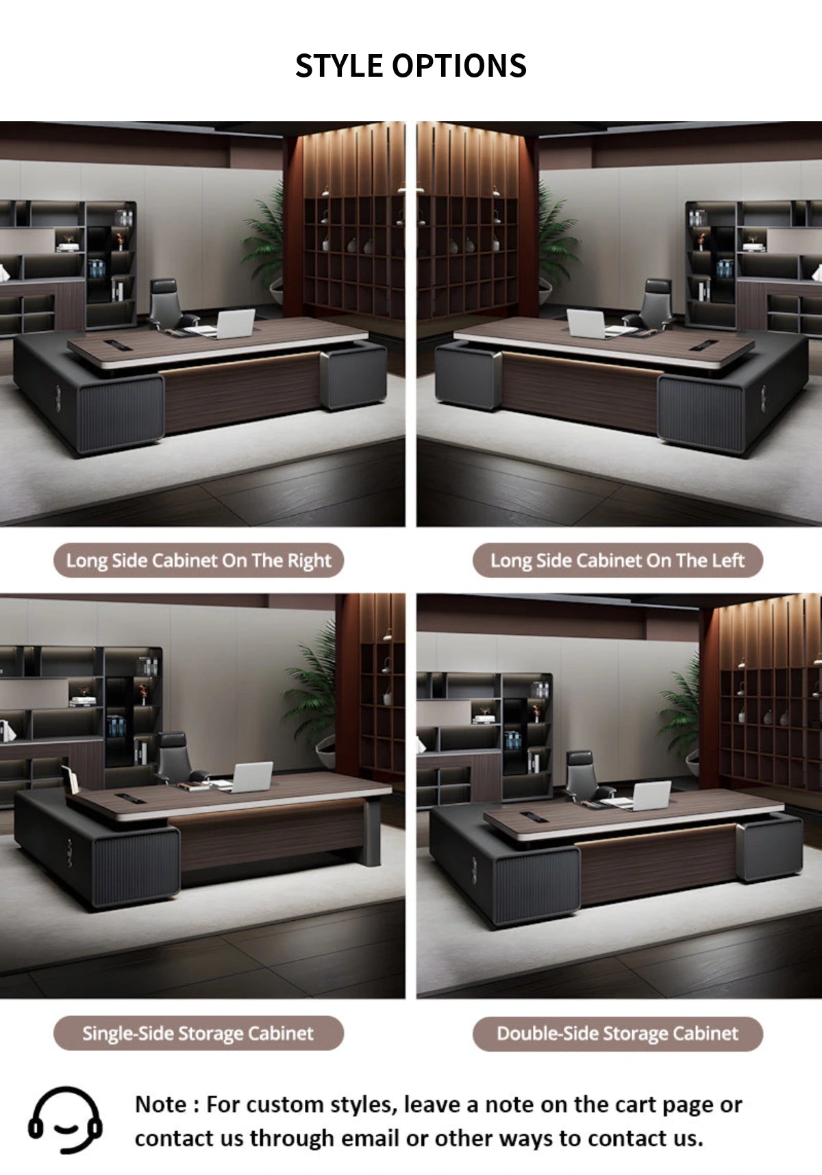 Modern Executive Desk with Cable Management, Curved & Built-In Outlets for Home Office — Detail image 11