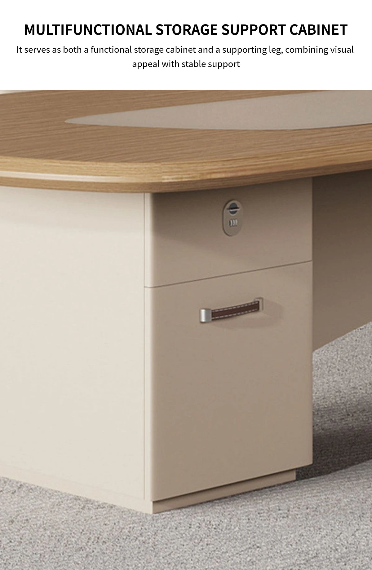 Modern Executive Desk with Curved, Cable Management & Side Storage for Home Office — Detail image 9