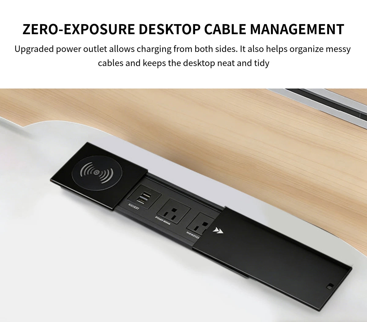 L-Shaped Reception Desk with Built-In Outlets, Cable Management & Side Storage for Retail — Detail image 3