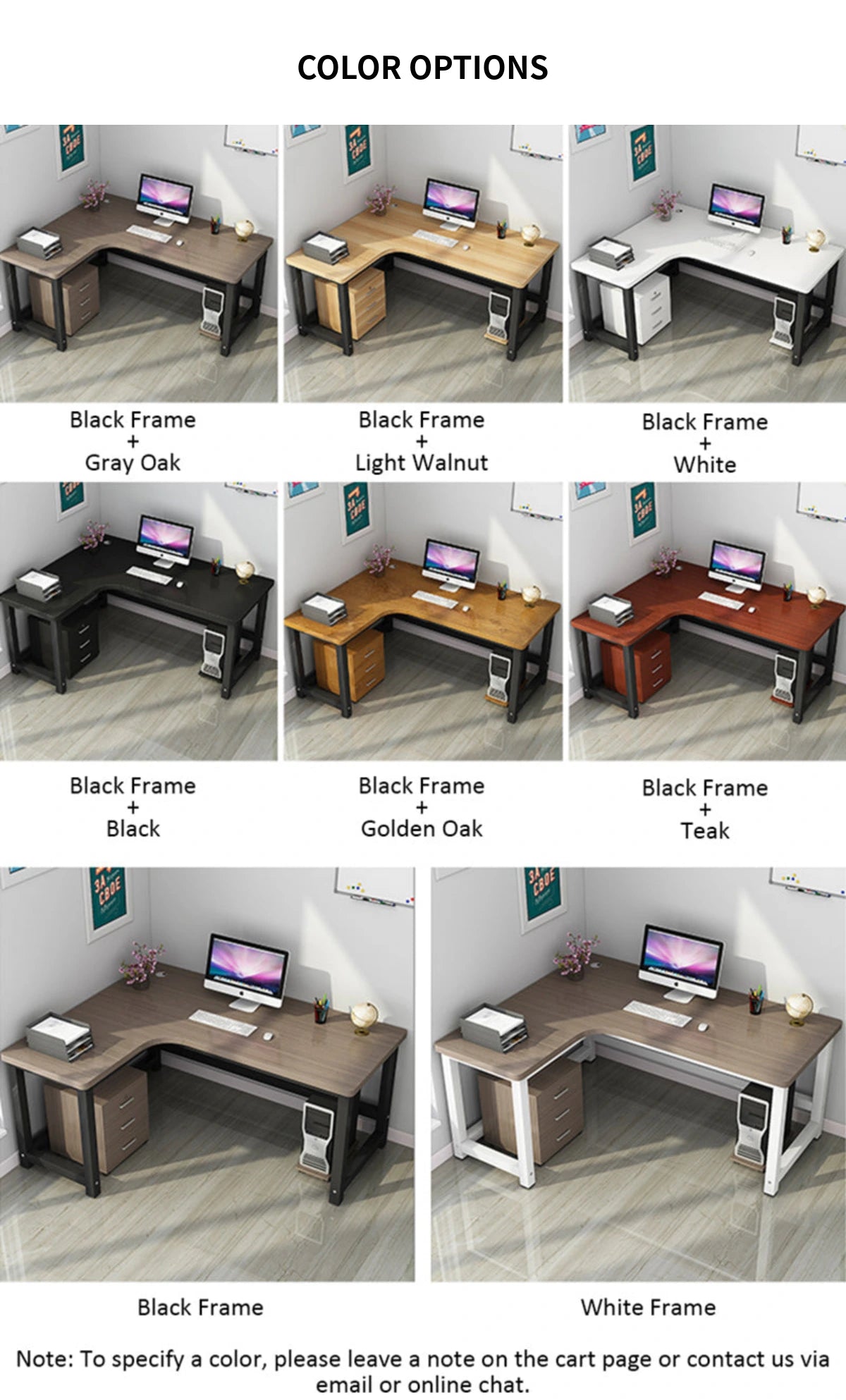 L-Shaped Office Desk 47-71 in Wide with Cable Management for Home Office — Detail image 9