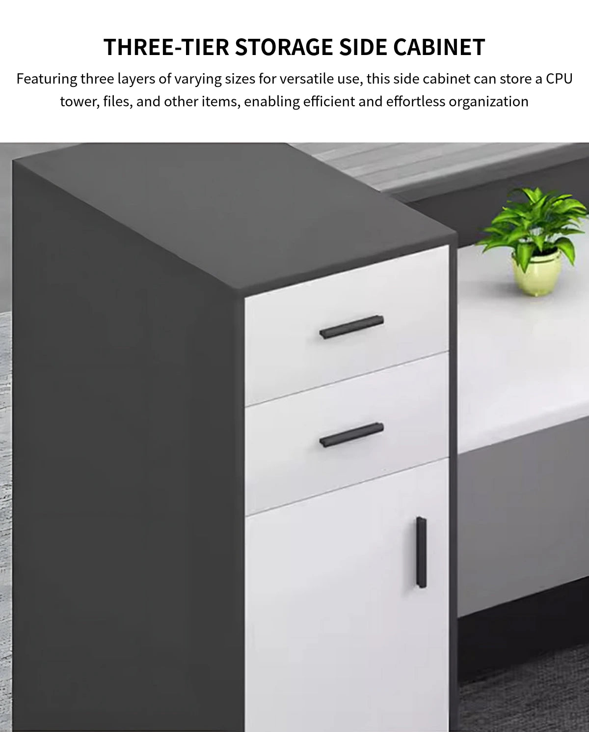 Office Workstation Desk with Side Storage, Folding & Privacy Panel for Home Office — Detail image 5