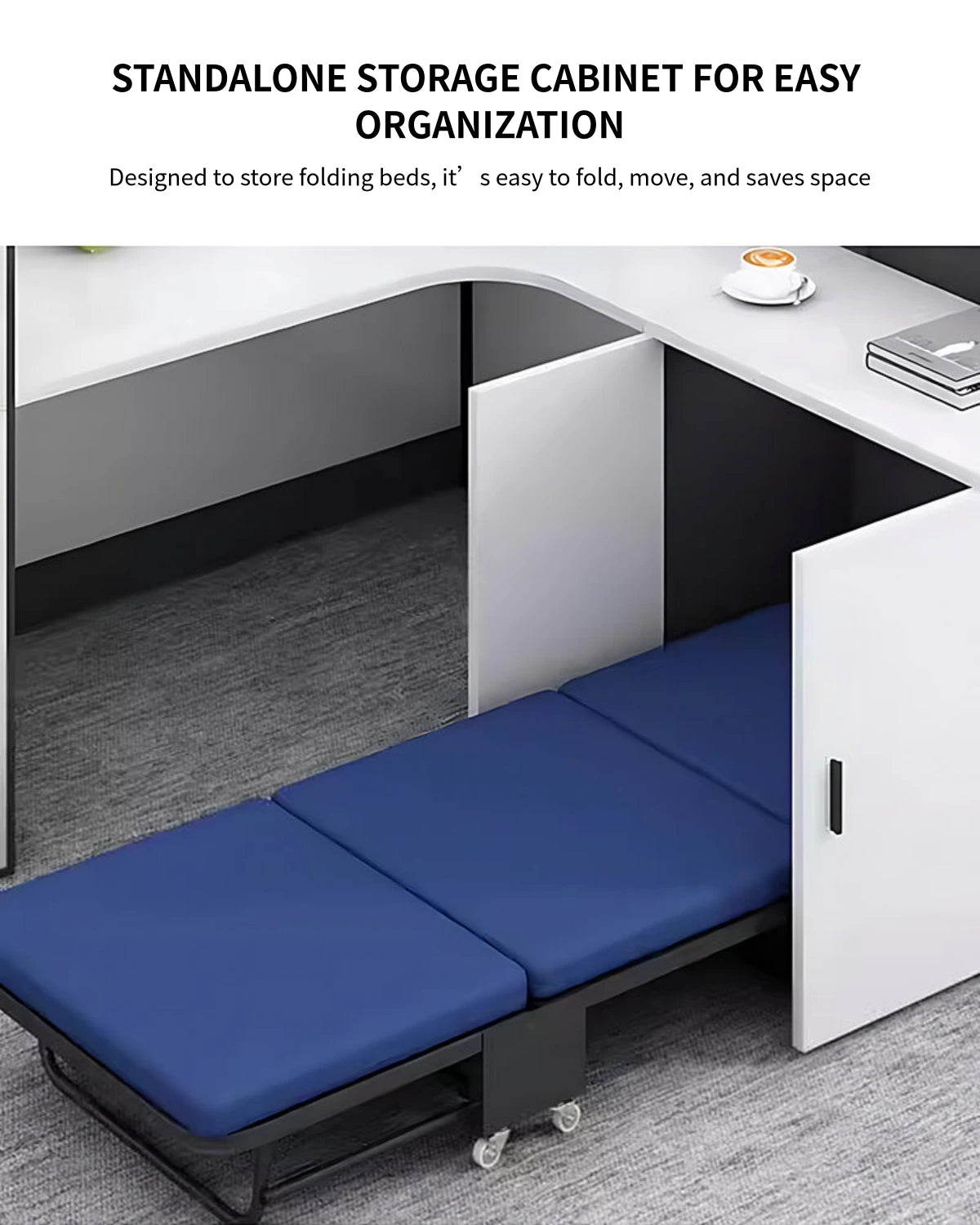 Office Workstation Desk with Side Storage, Folding & Privacy Panel for Home Office — Detail image 6