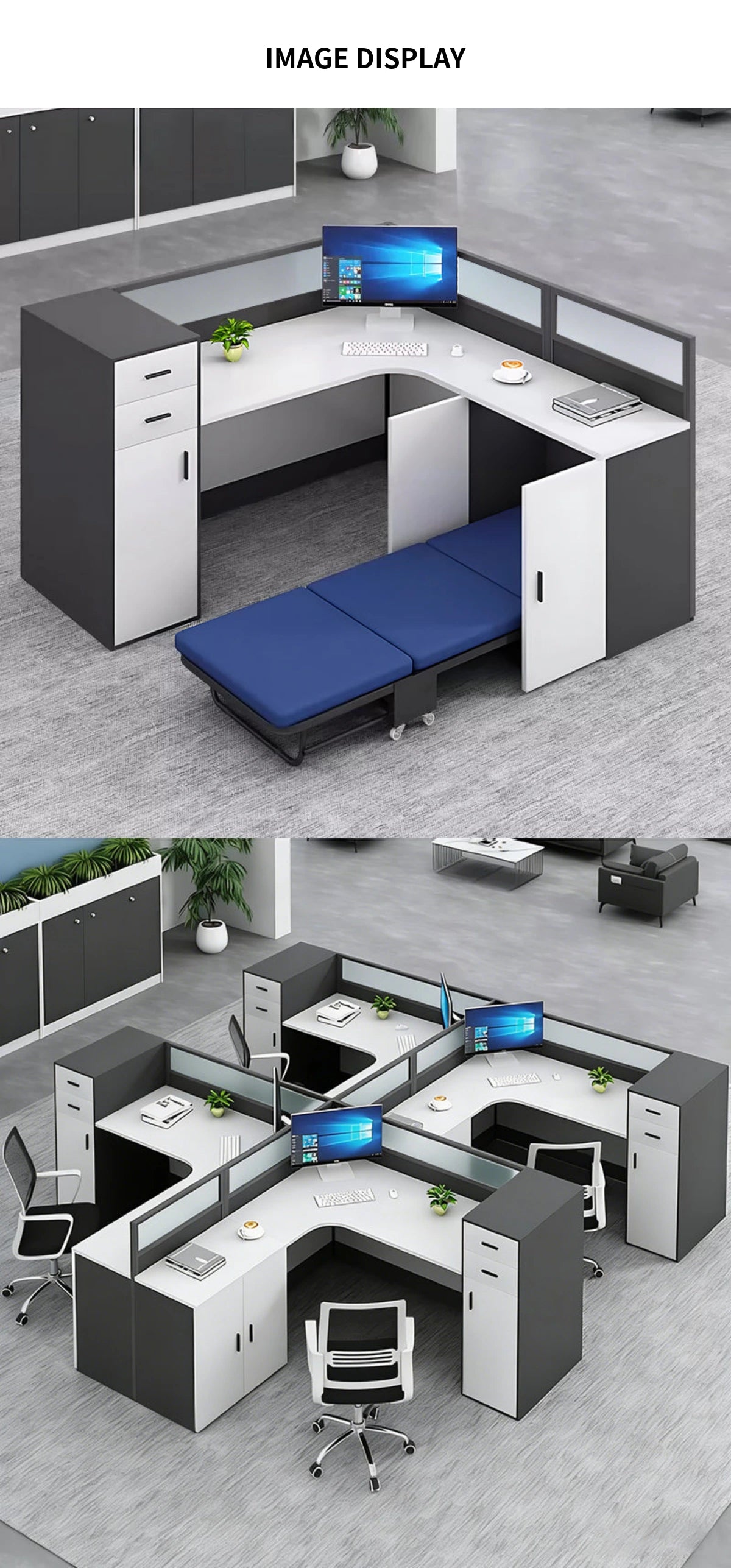 Office Workstation Desk with Side Storage, Folding & Privacy Panel for Home Office — Detail image 8