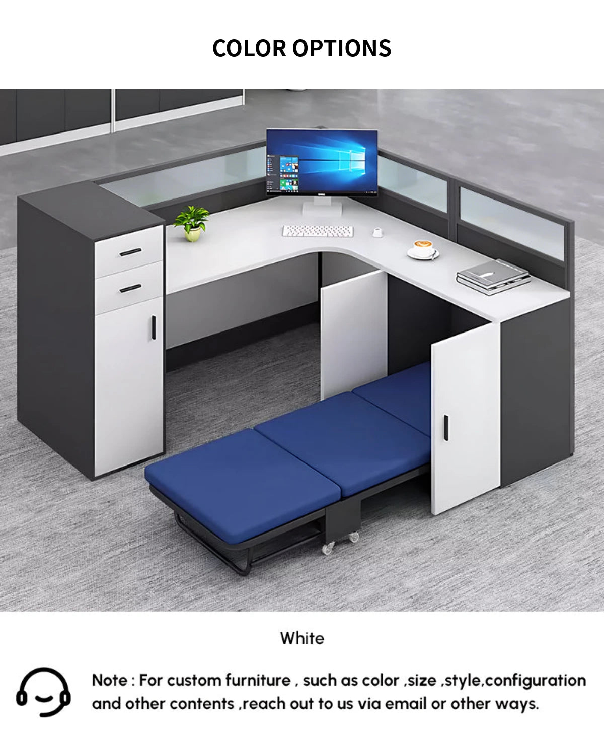 Office Workstation Desk with Side Storage, Folding & Privacy Panel for Home Office — Detail image 10