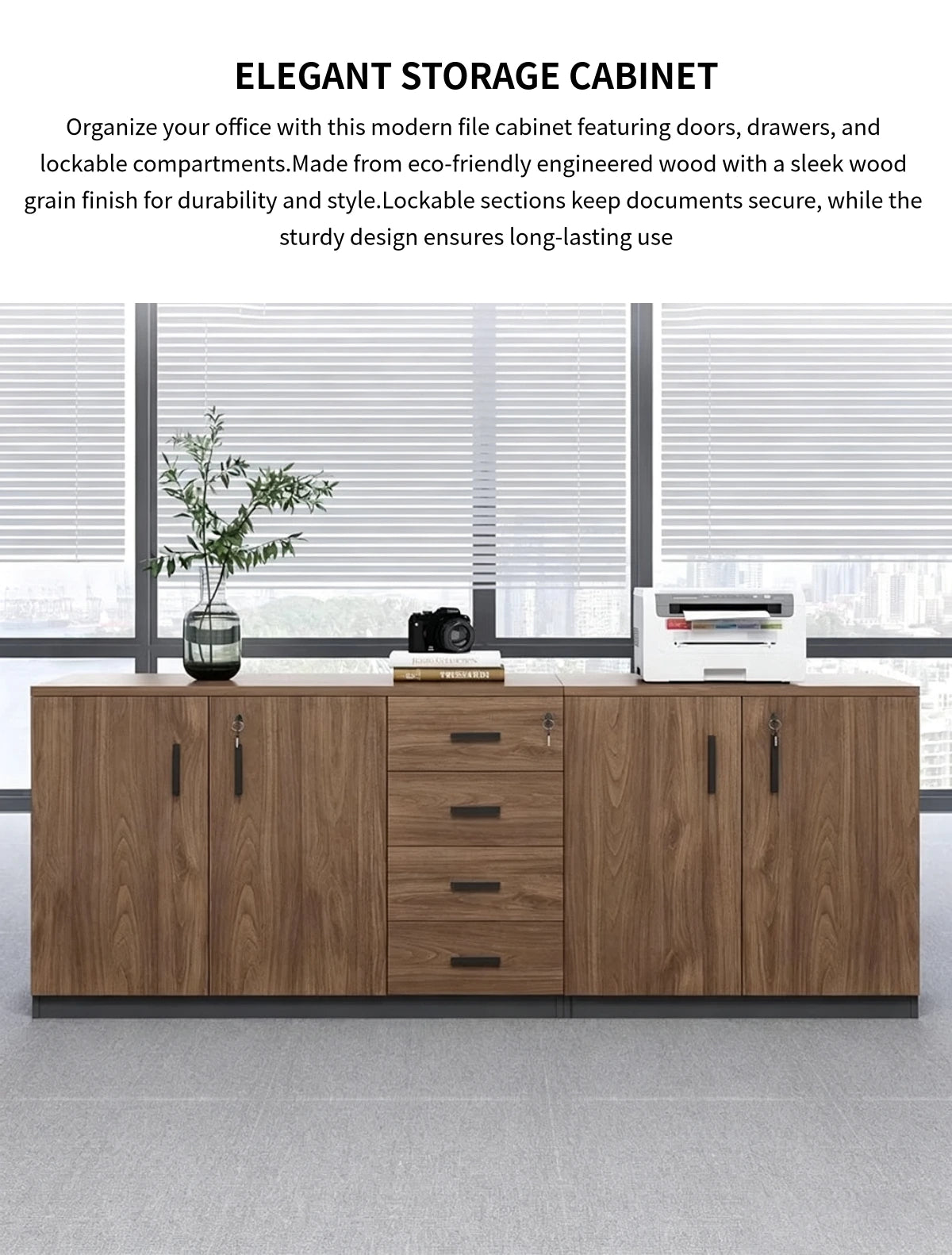 Modern Conference Table 31-126 in Wide (2.6-10.5 ft) with File Drawers & Lockable — Detail image 1