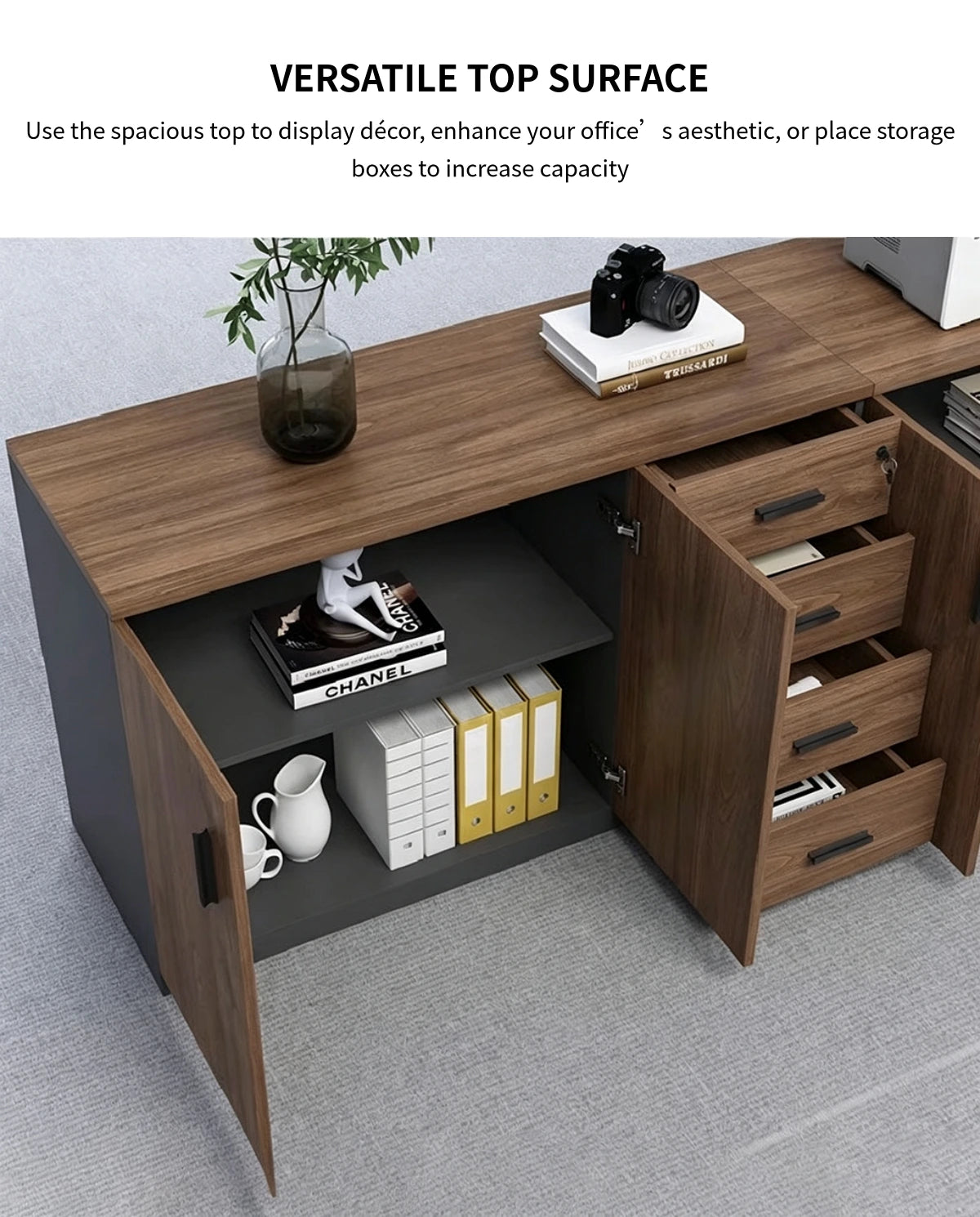 Modern Conference Table 31-126 in Wide (2.6-10.5 ft) with File Drawers & Lockable — Detail image 5