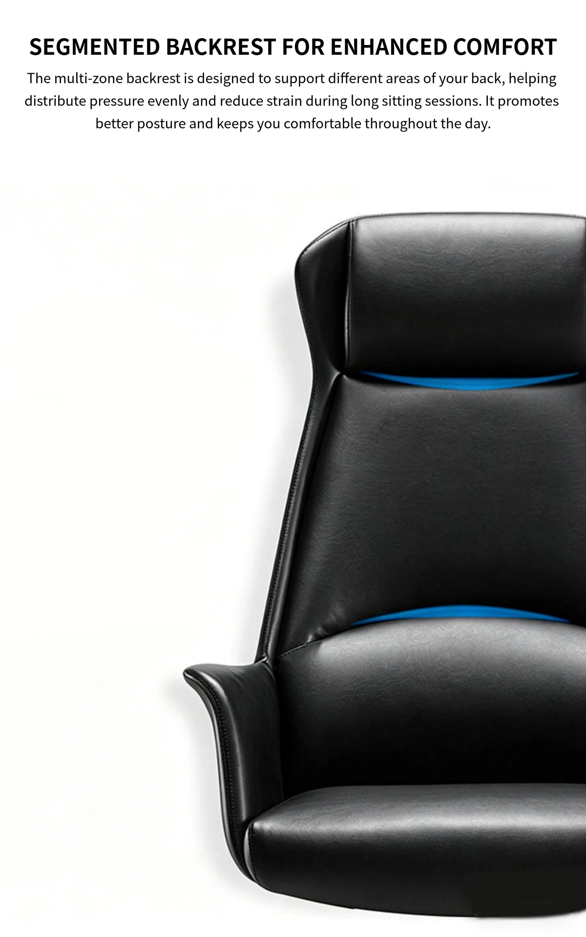 Comfortable Eco-leather Office Chair with Latex Cushion, Recline Function, and Ergonomic Backrest for Home and Executive Workspaces LBY-K015 — Detail image 3