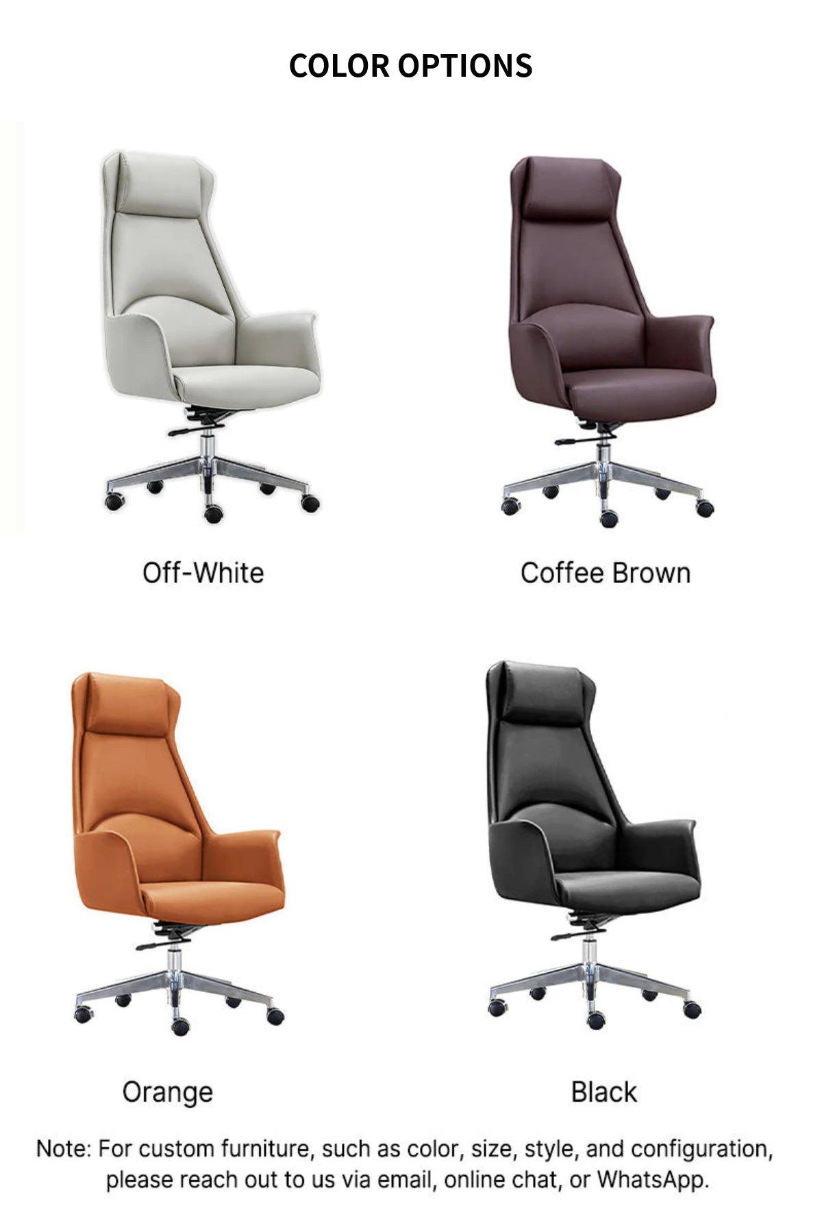 Comfortable Eco-leather Office Chair with Latex Cushion, Recline Function, and Ergonomic Backrest for Home and Executive Workspaces LBY-K015 — Detail image 9