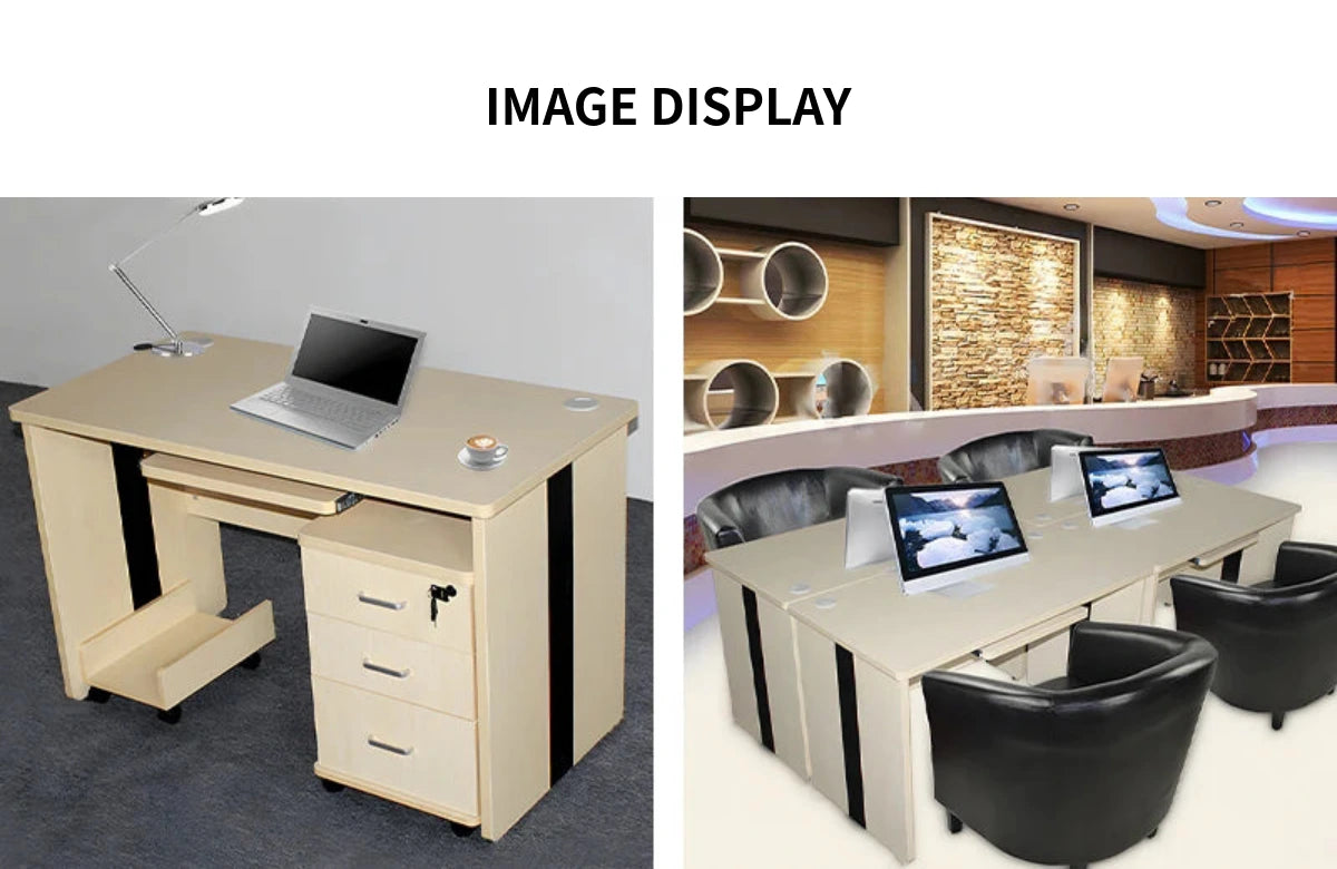 Office Workstation Desk with Cable Management, Lockable & Solid Wood for Home Office — Detail image 7