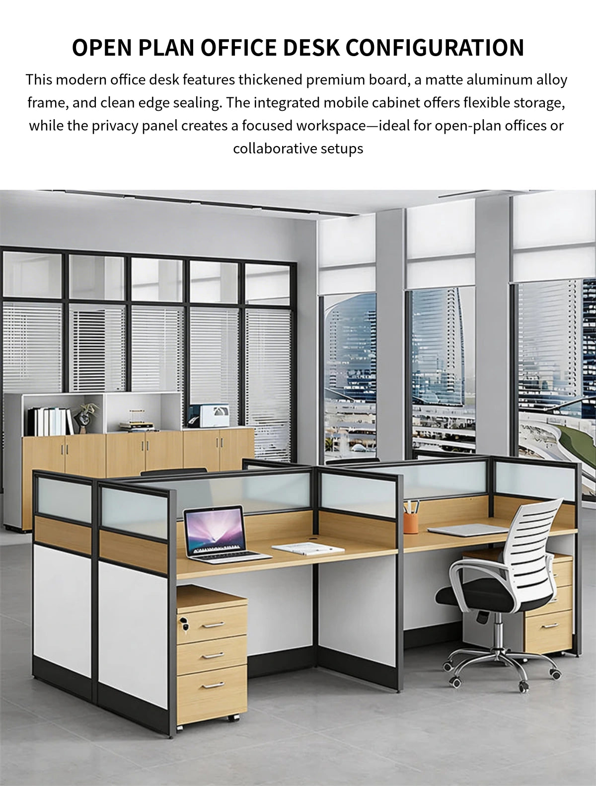 Office Workstation Desk 47-142 in Wide with Privacy Panel for Home Office — Detail image 1