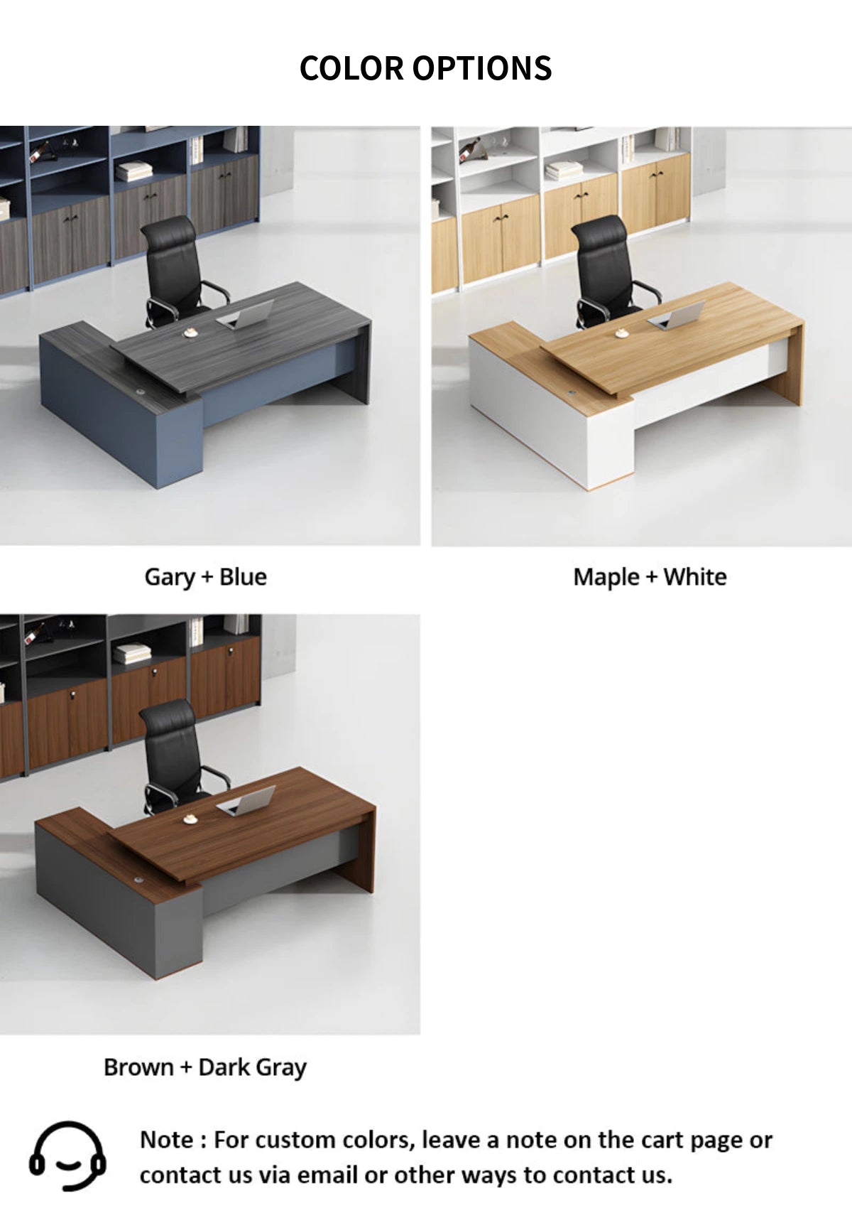 L-Shaped Executive Desk with Side Storage, Lumbar Support & Privacy Pa — Detail image 8