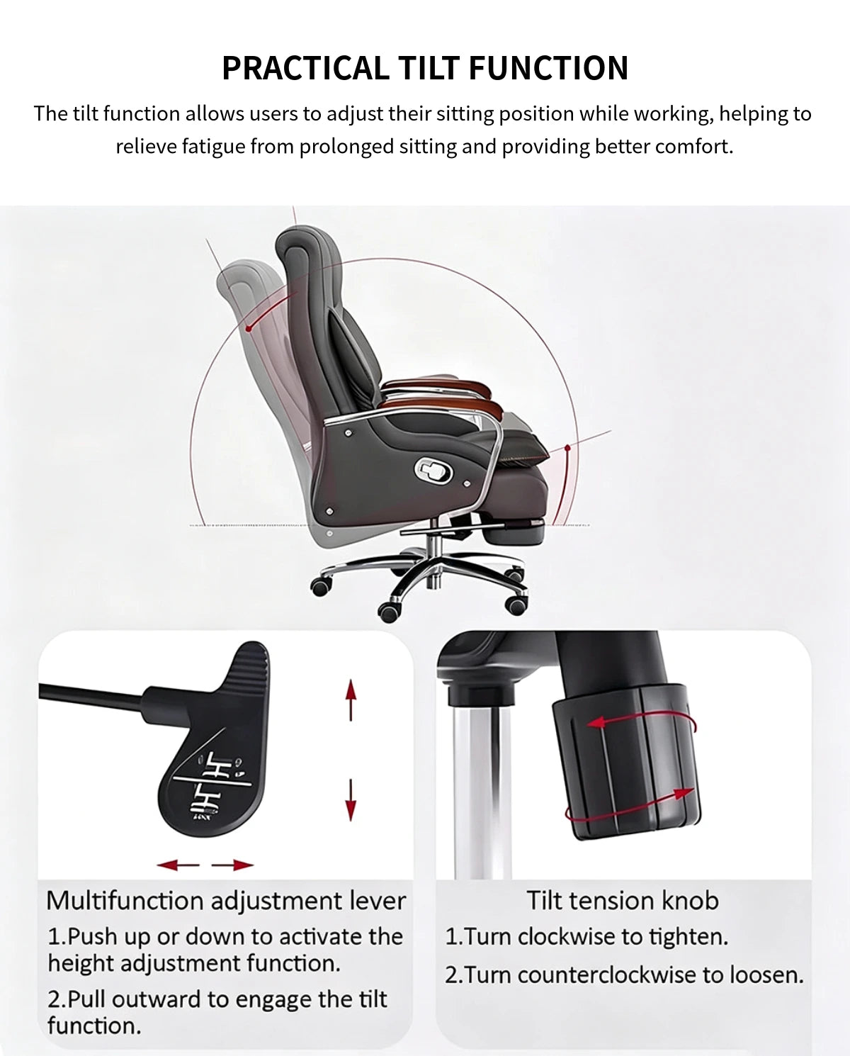Mesh Ergonomic Office Chair 20 in Wide with Lumbar Support, Height-Adjustable & Solid Wood — Detail image 5