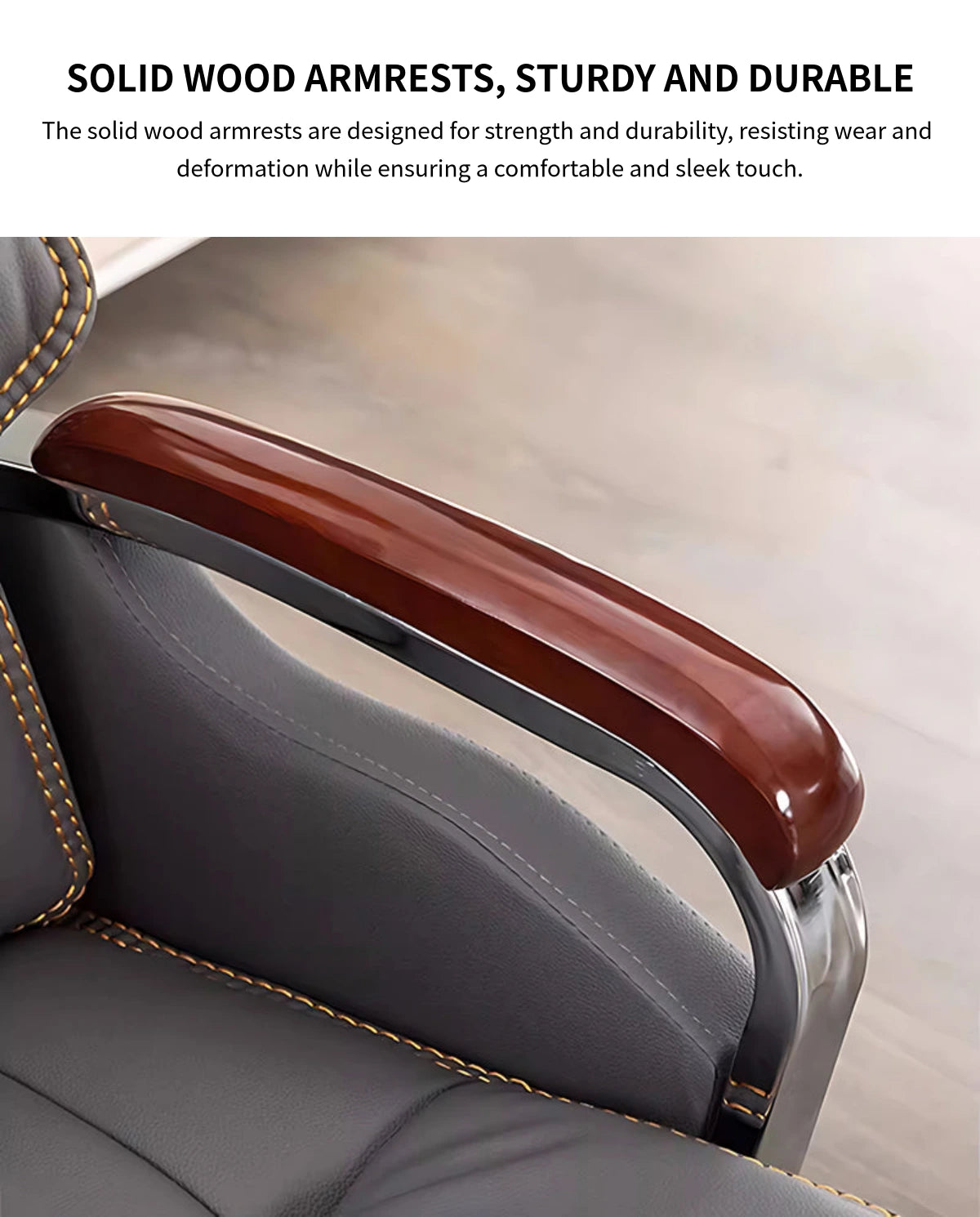 Mesh Ergonomic Office Chair 20 in Wide with Lumbar Support, Height-Adjustable & Solid Wood — Detail image 7