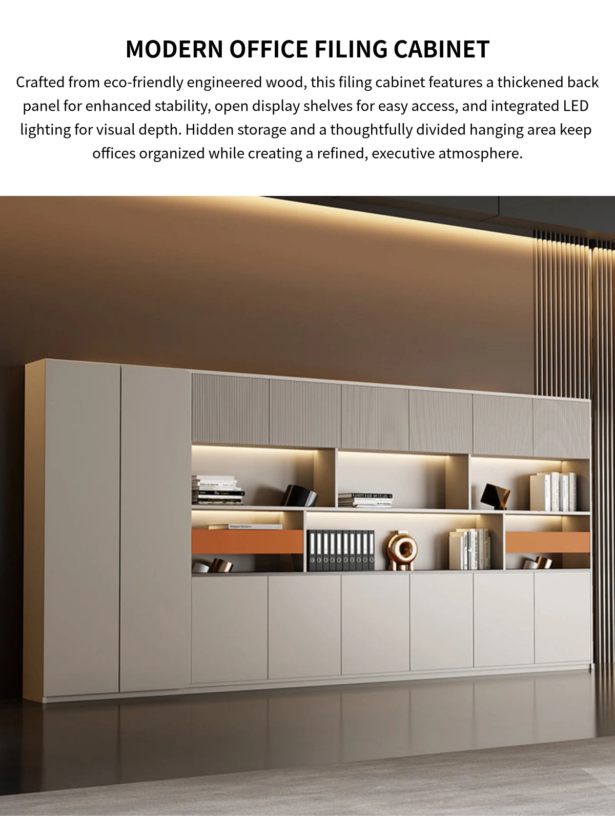File Cabinet 79 in Tall with LED Lighting for Office — Detail image 1