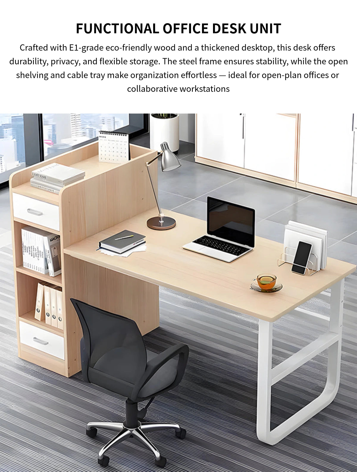 Office Workstation Desk 43-106 in Wide with Cable Management for Home Office — Detail image 1