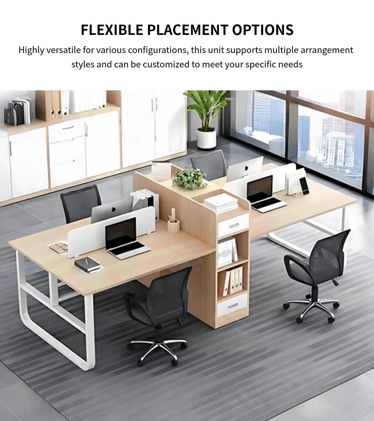 Office Workstation Desk 43-106 in Wide with Cable Management for Home Office — Detail image 7